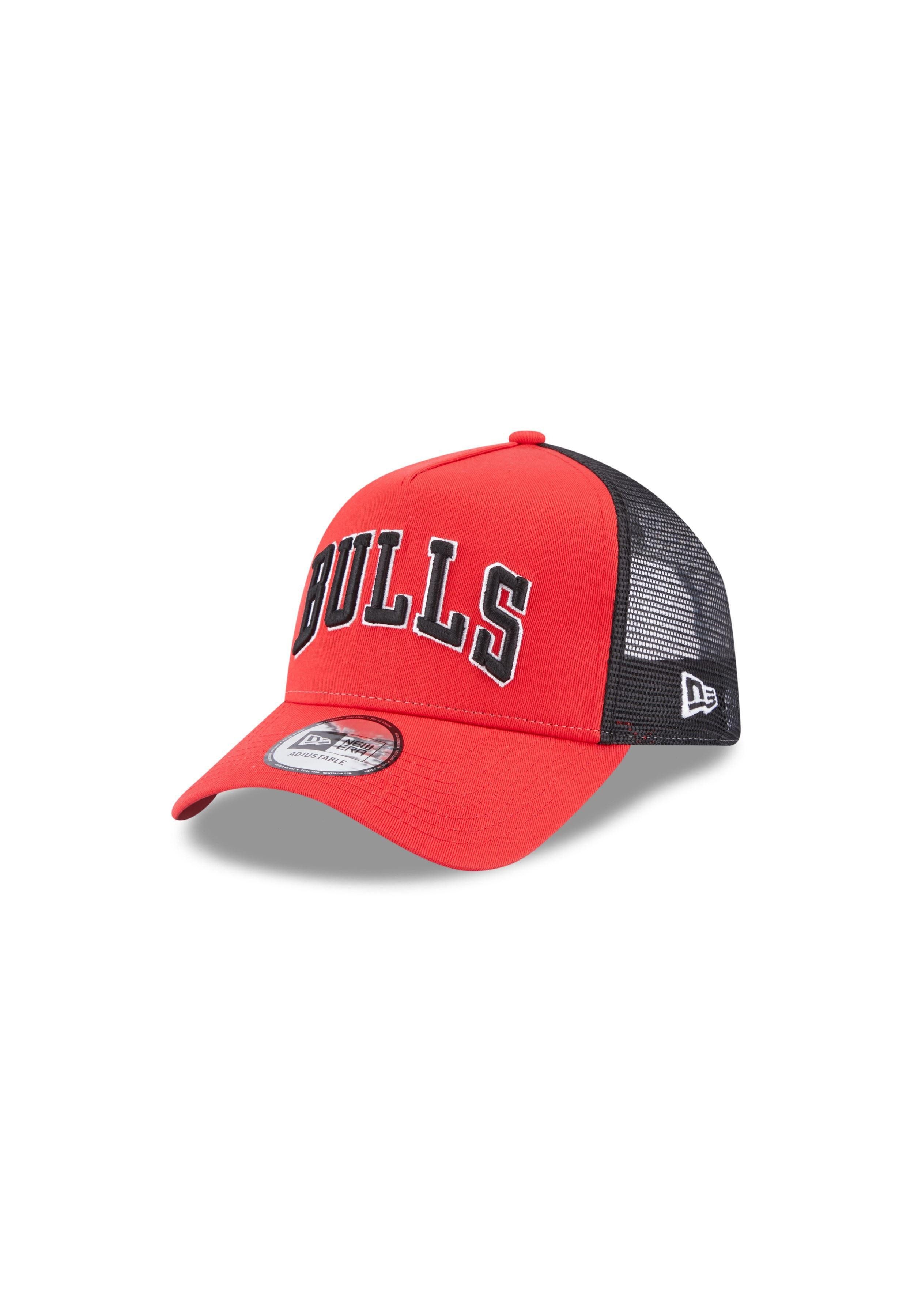 Baseball Cap Chicago Bulls NBA Team Script Red Black A-Frame Adjustable Trucker Cap
