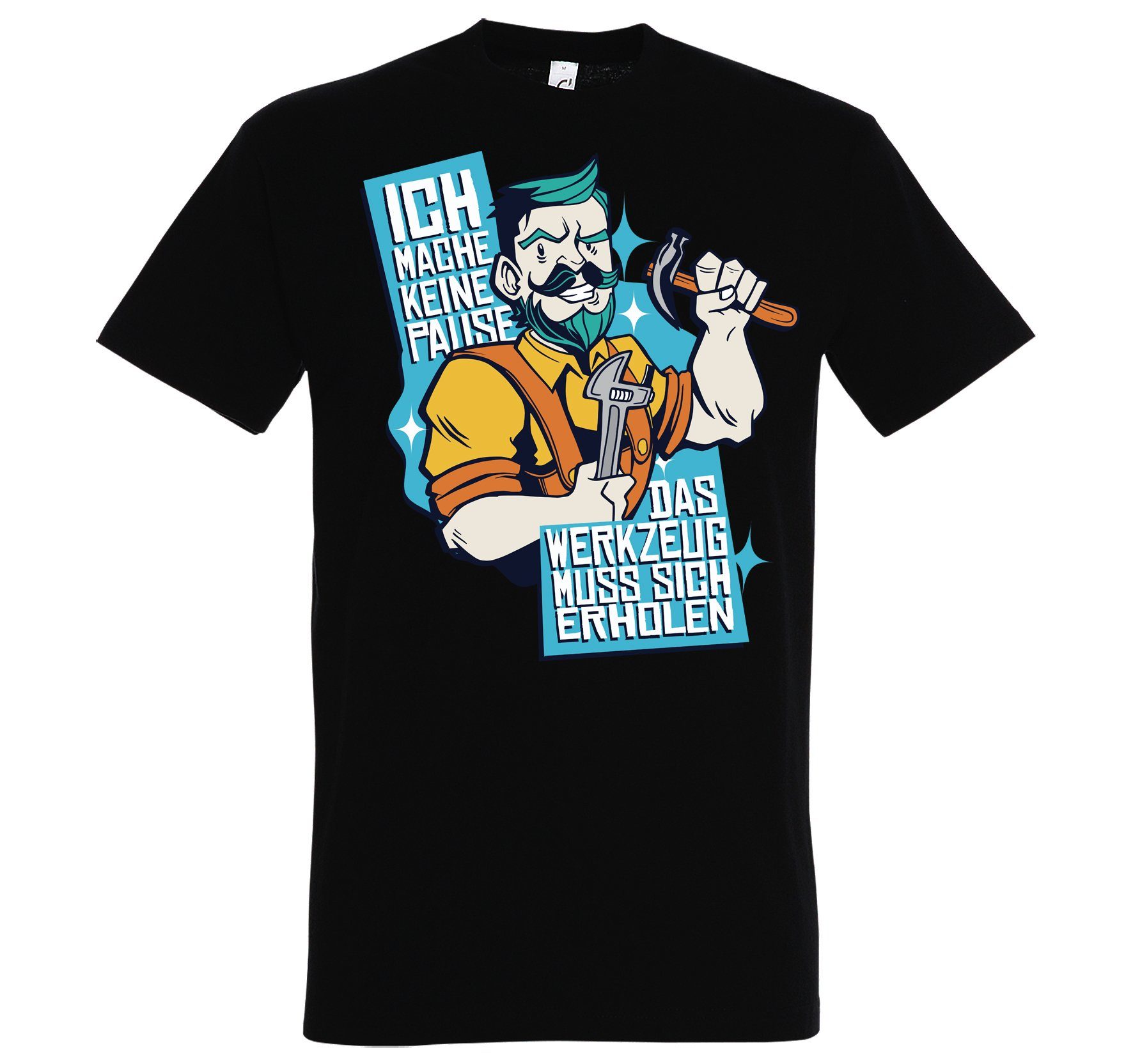 Youth Designz T-Shirt Das Werkzeug Muss Sich Erholen Herren Shirt mit lustigem Handwerker Frontprint Schwarz