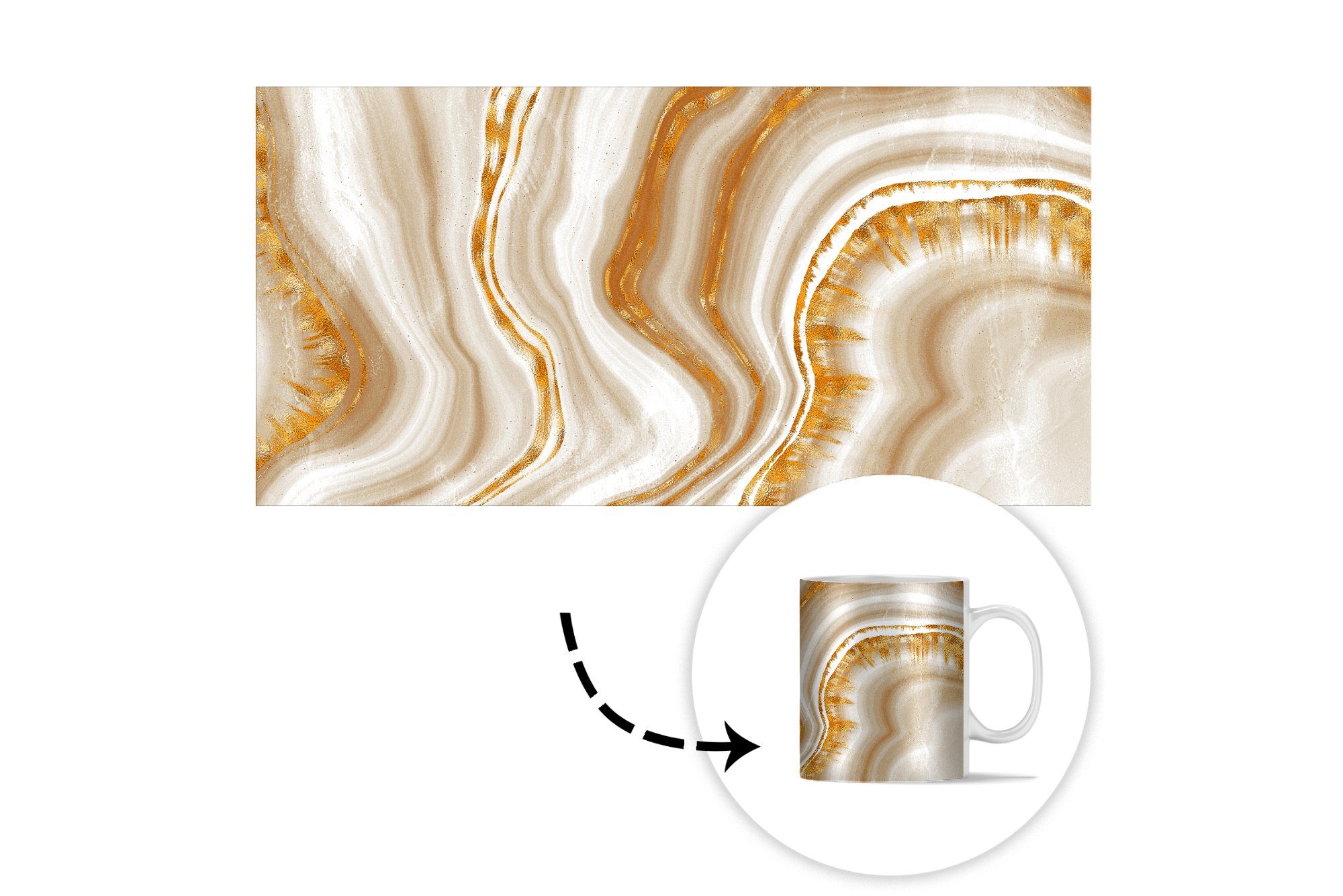 MuchoWow - Gold Muster, Keramik, Becher, Tasse Geschenk Marmor - Teetasse, Kaffeetassen, Teetasse,