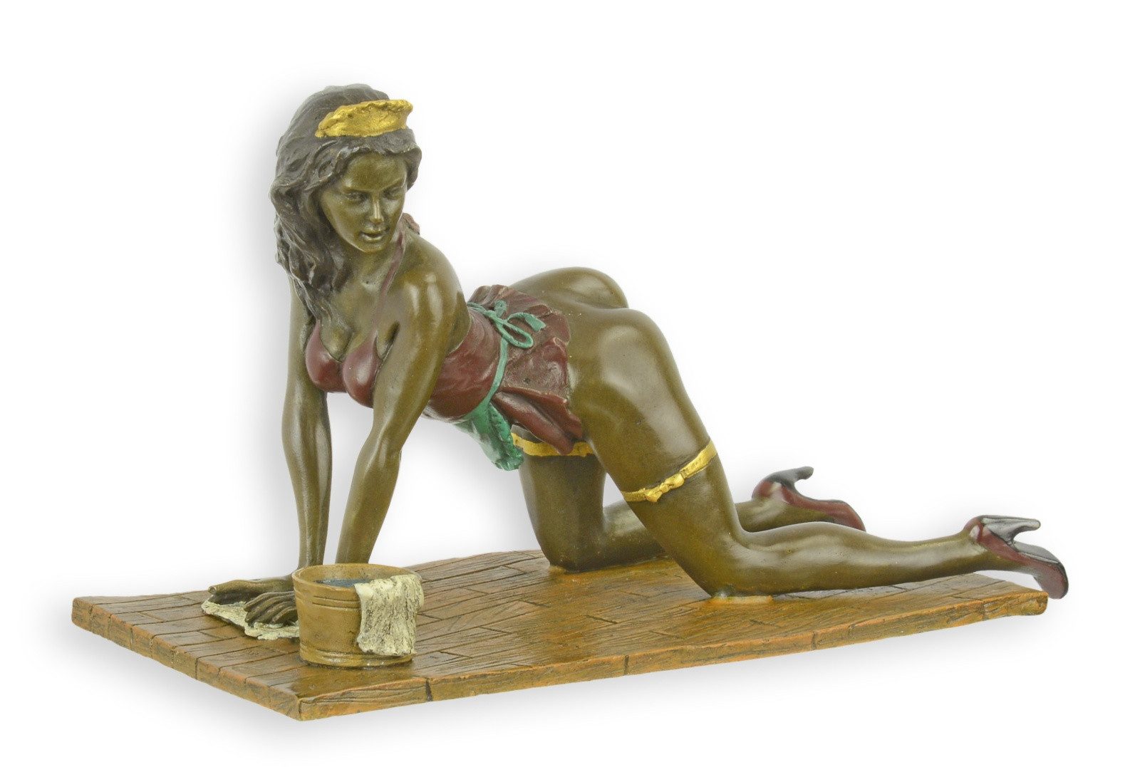 Aubaho Dekoobjekt Eine erotische Bronzeskulptur einer Frau Replikat Retro Design Dekorat