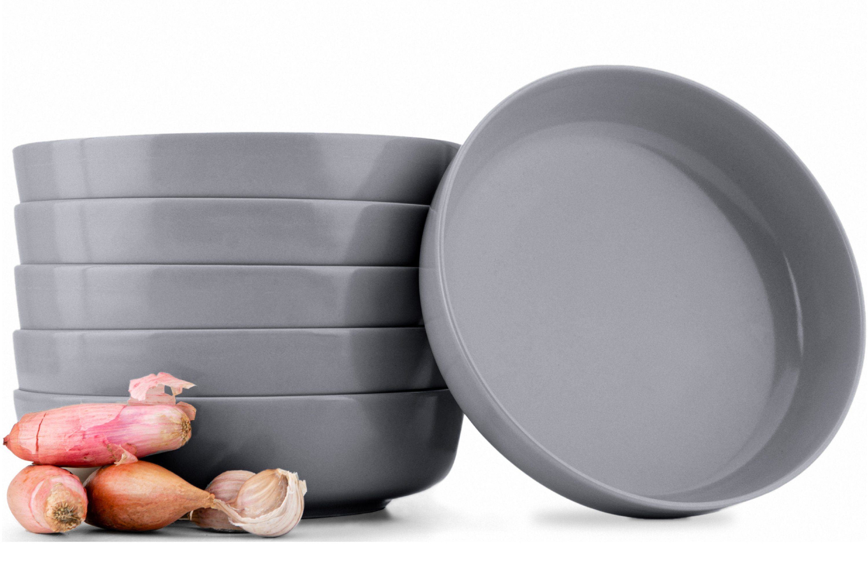 KONSIMO® Тарілки-Set VICTO Tafelservice hergestellt in der EU (6-tlg), 6 Personen, Steingut, spülmaschinengeeignet, mikrowellengeeignet, 6x Suppenteller