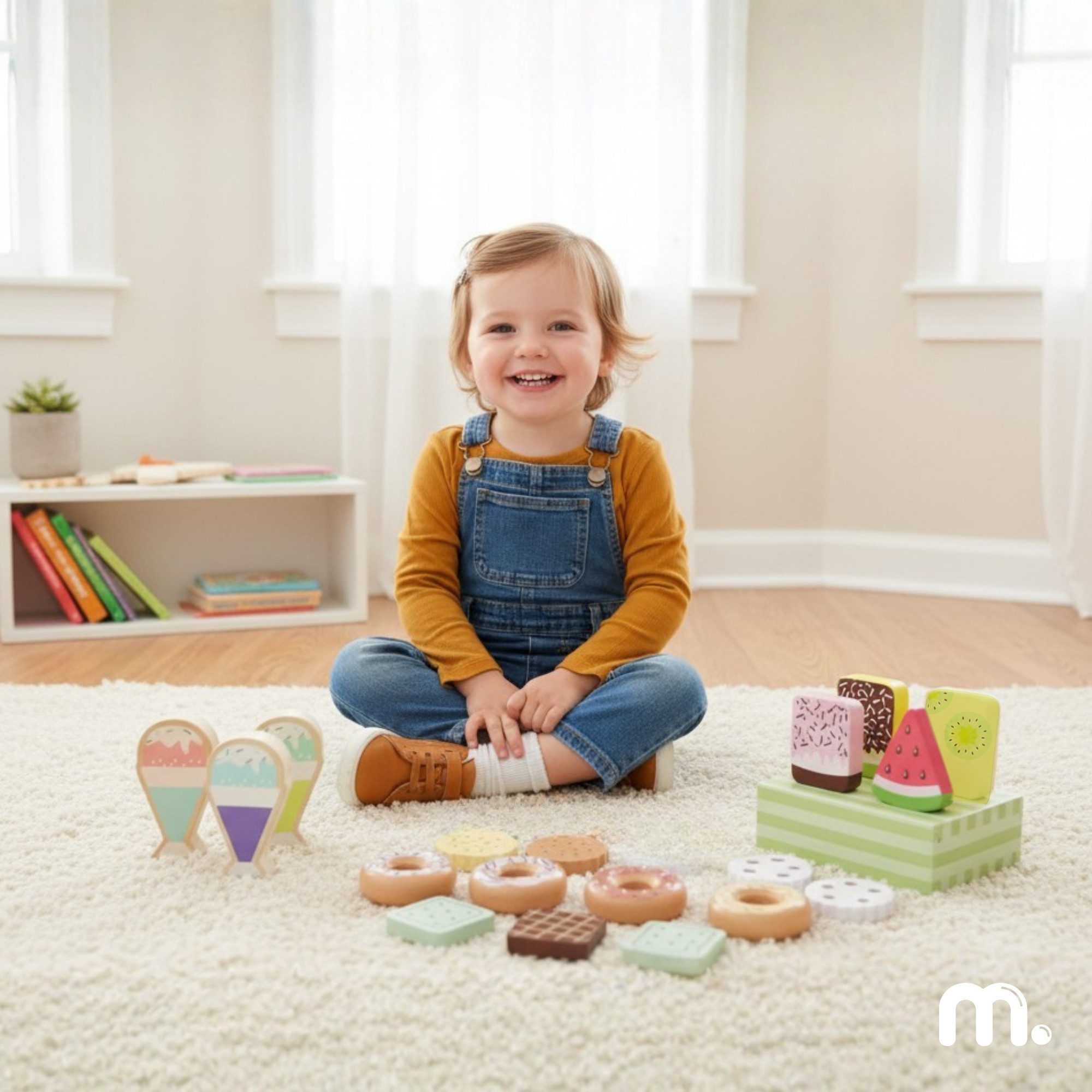 Mamabrum Spielküche Mamabrum Holz Spielset Konditorei 19 Teile Kinder wood, Complete Pastry Shop Set