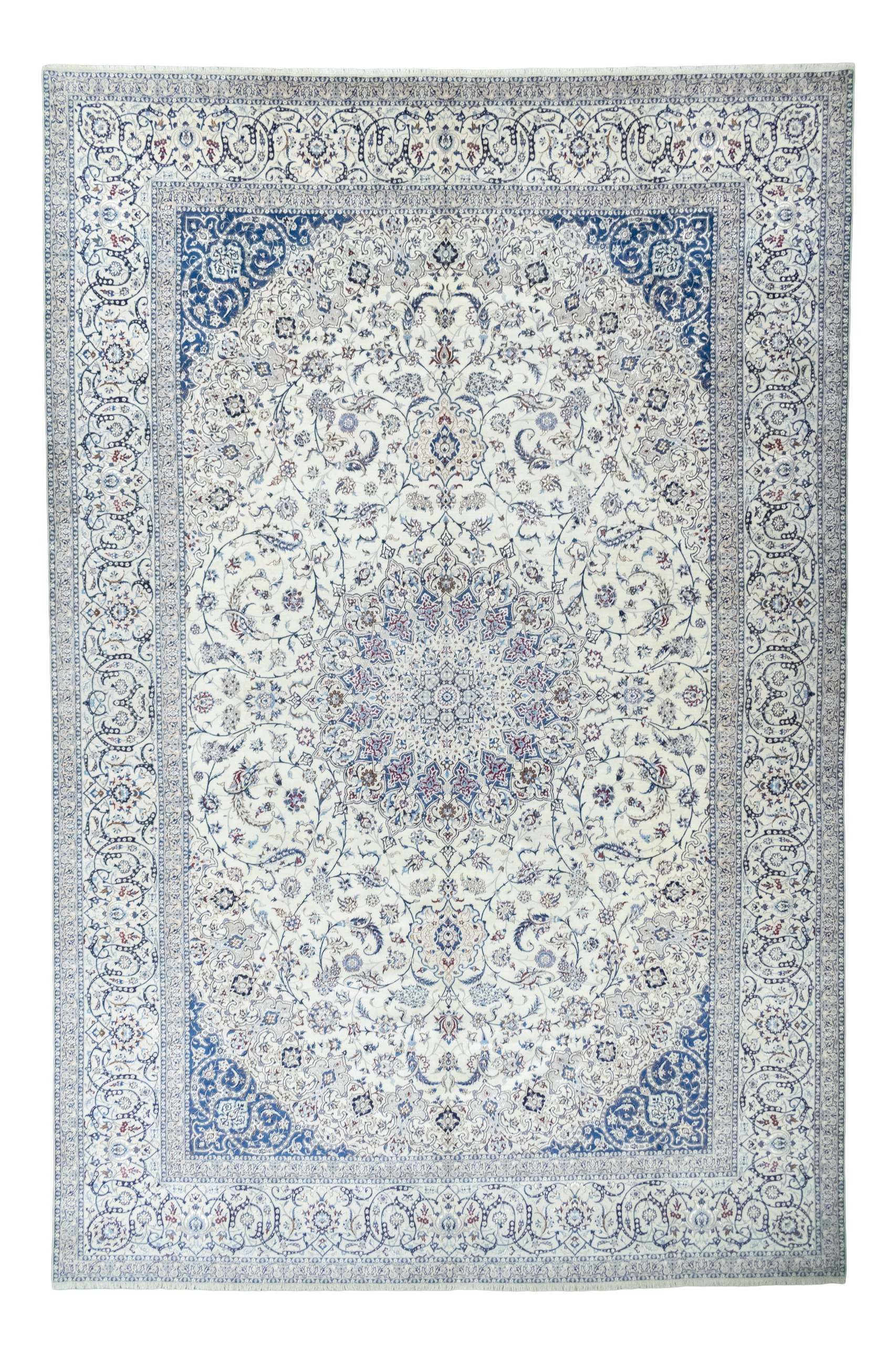 CABBEL Orientteppich 595x392 cm Perser Nain 6La Beige Seide Handgeknüpft Klassisch Unikat, rechteckig, Höhe: 6 mm, 100% Seide – edel, glänzend, sehr hohe Knüpfdichte