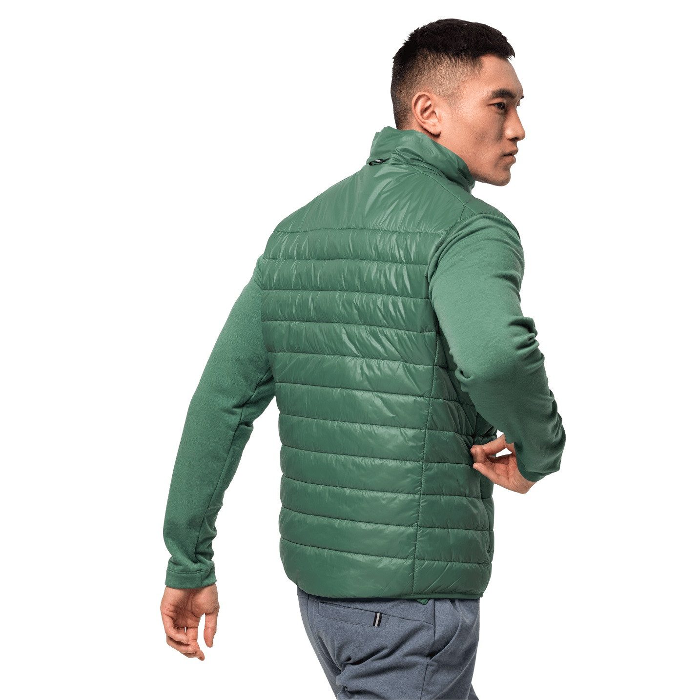 Jack Wolfskin Steppweste JWP (leicht, winddicht, warm wattiert) sagegrün Herren