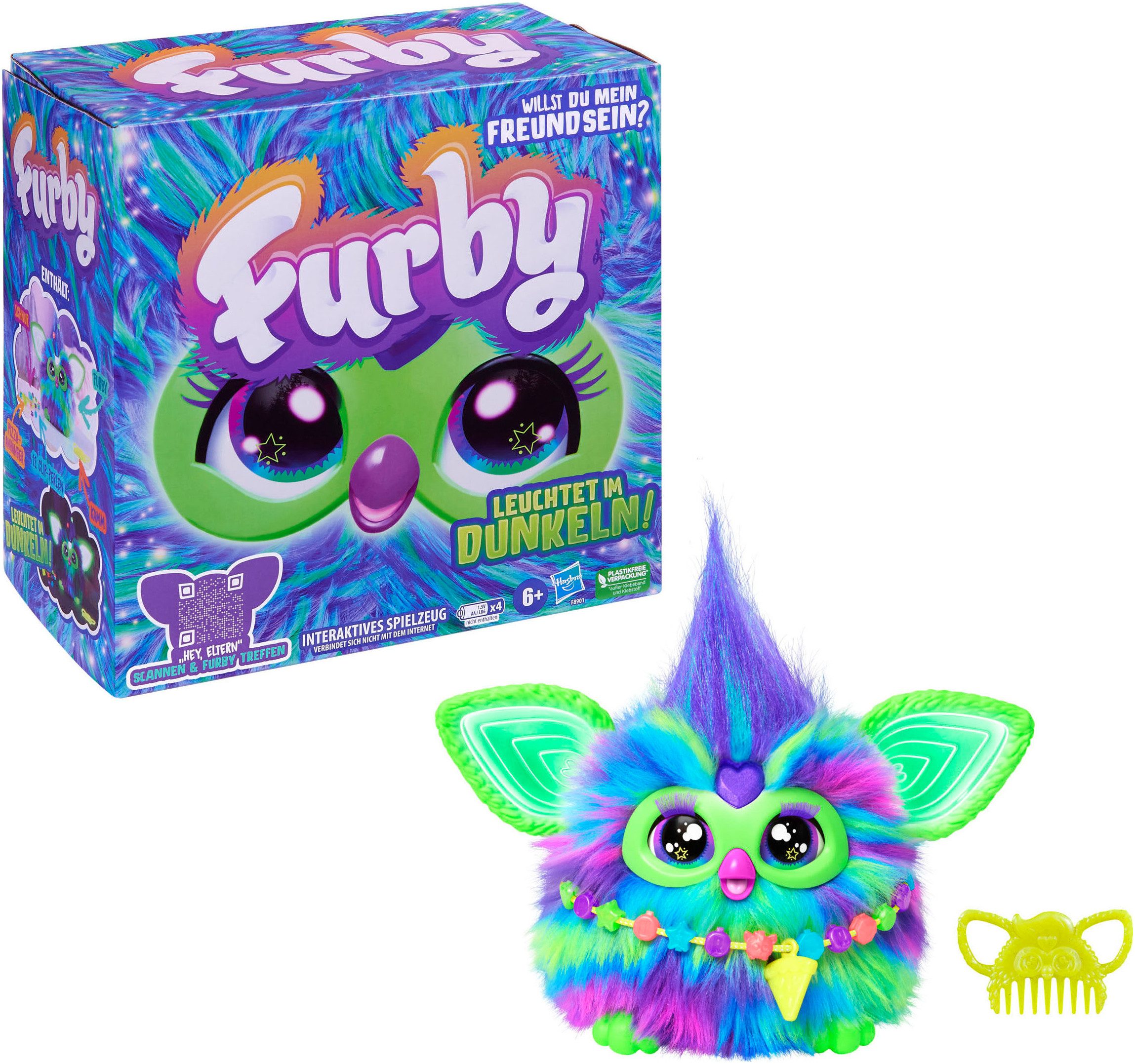 Hasbro Plüschfigur Furby Galaxy (leuchtet im Dunkeln), mit Sound