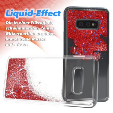 EAZY CASE Handyhülle Liquid Glittery Case für Samsung Galaxy S10e 5,8 Zoll, Silikonhülle mit Glitzereffekt Hülle Glitzer Flüssig Back Cover Rot