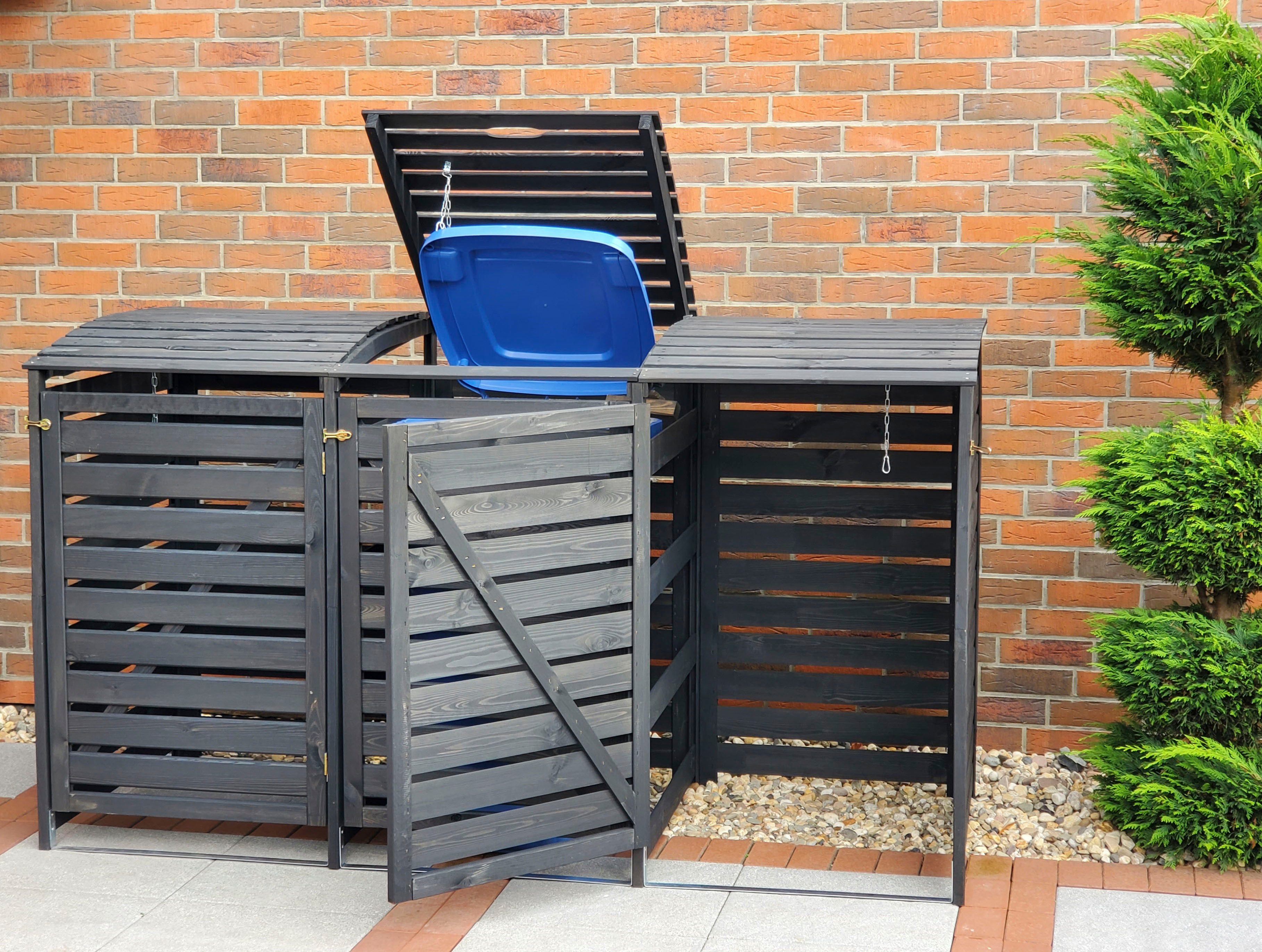 promadino Mülltonnenbox Vario V, für 3 x 240 l, anthrazit – Bild 4 von 5
