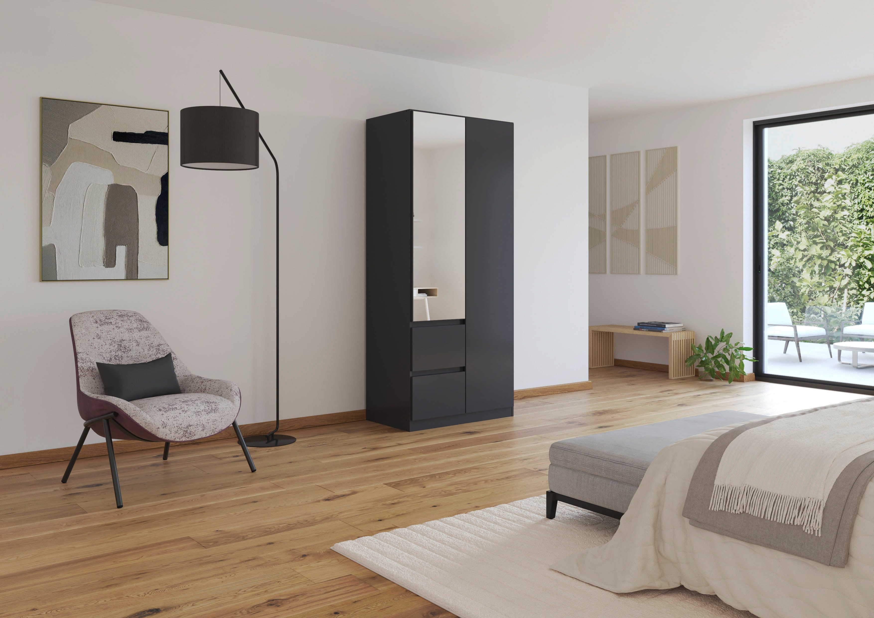 rauch Drehtürenschrank Schrank Garderobe MAINZ Breiten 91/136/181/226/271/315/360, Höhe 210cm (3 verschiedene Ausstattungen BASIC/CLASSIC/PREMIUM (inkl. SOFT-CLOSE) grifflose Front, Außentüren mit Push-to-Open Funktion MADE IN GERMANY