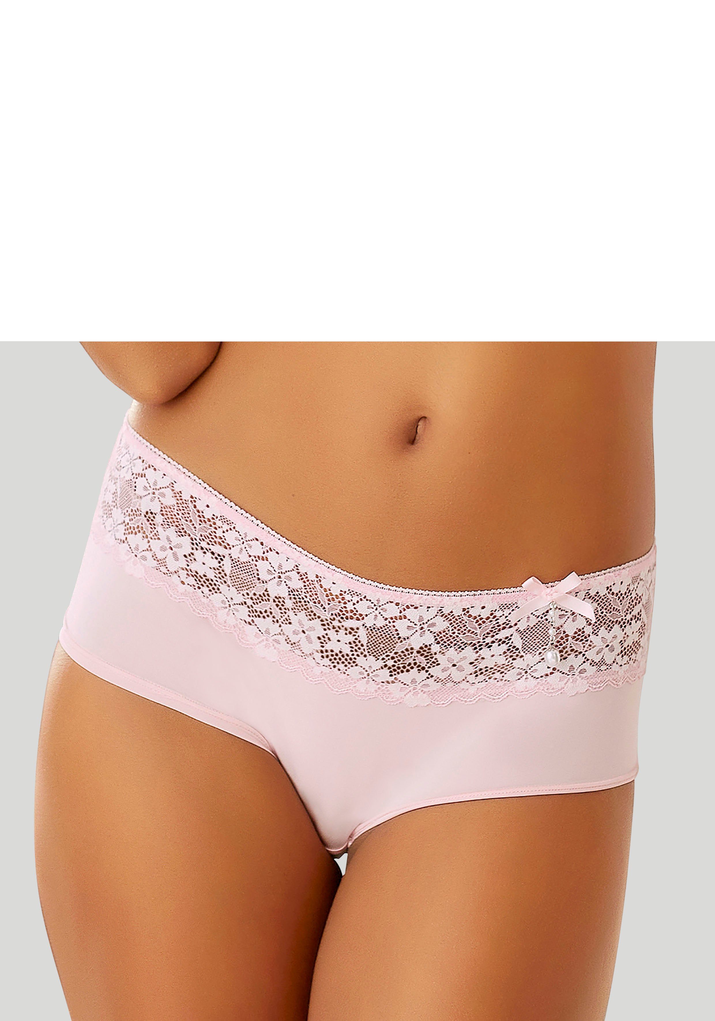 LASCANA Panty mit extravagantem Perlenaccessoire rosa-creme