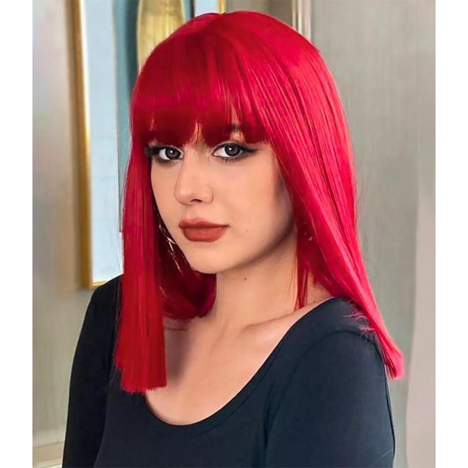 LuxusKollektion Kostüm-Perücke Perücke Bob Pony Synthetik Schulterlänge Frauen Cosplay Rot