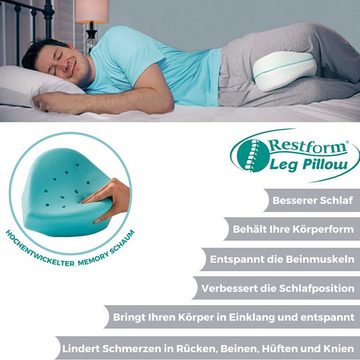 Restform® Seitenschläferkissen Leg Pillow ergonomisches Knie- und Beinruhekissen, Spar-Set, 1-tlg., 1er, 2er oder 1er Pack mit extra Bezug, Orthopädisches Beinkissen aus Memory-Schaum, Seitenschläferkissen