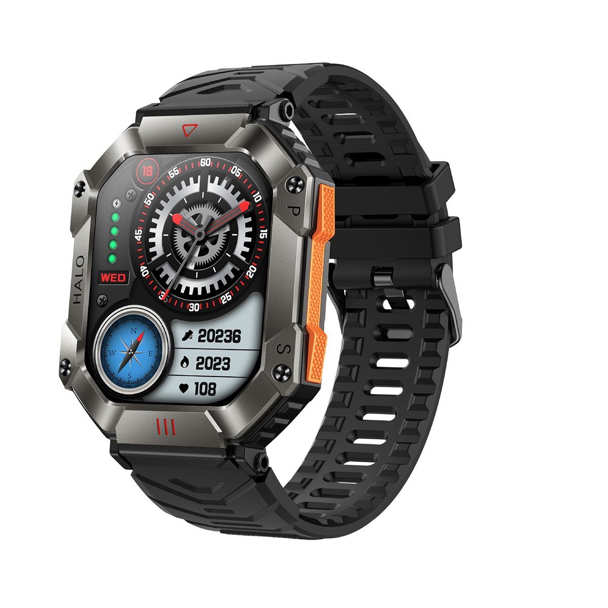 Welikera, 2,0-Zoll 650mAh Kompass Herzfrequenzmessung Outdoor-Uhr Smartwatch