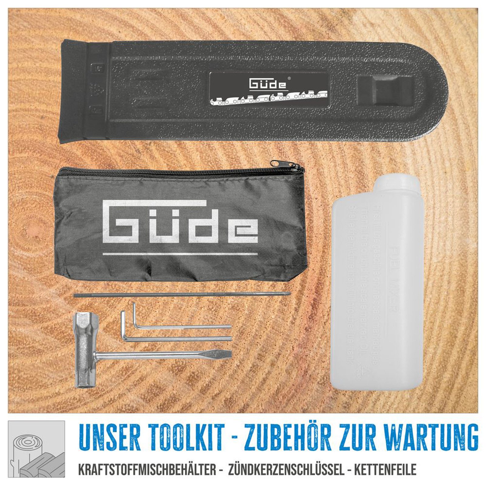 Güde Benzin-Kettensäge KS 500-62 Motorsäge 3,9 PS 50 cm Oregon Schwert & Kette mit Toolkit, Set