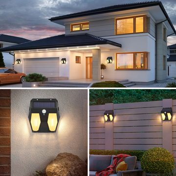 BlingBin LED Solarleuchte Vintage-Stil,mit Bewegungssensor,warme Beleuchtung, 3 Beleuchtungsmodi, LED fest integriert, warmes Licht, polycrystallines Silizium-Solarpanel, 1200 mAh Lithiumbatterie