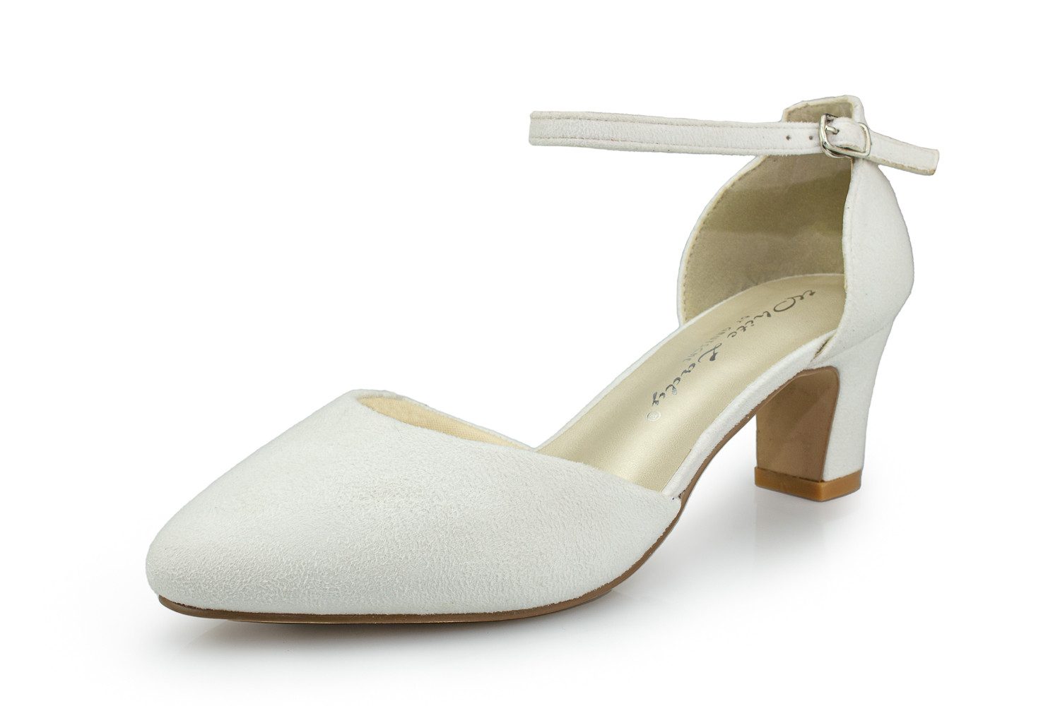 White Lady 700 creme Mikro bequeme stilvolle Brautschuhe Туфли Einhängeschnalle