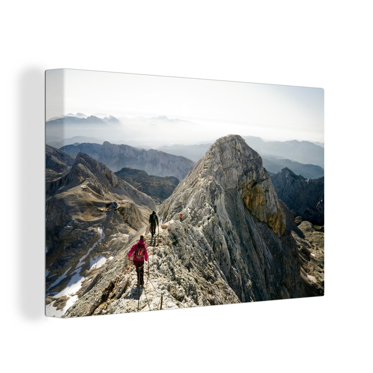 OneMillionCanvasses® Leinwandbild Bergsteiger auf dem Weg zum Gipfel in Slowenien, (1 St), Wandbild Leinwandbilder, Aufhängefertig, Wanddeko, 30x20 cm