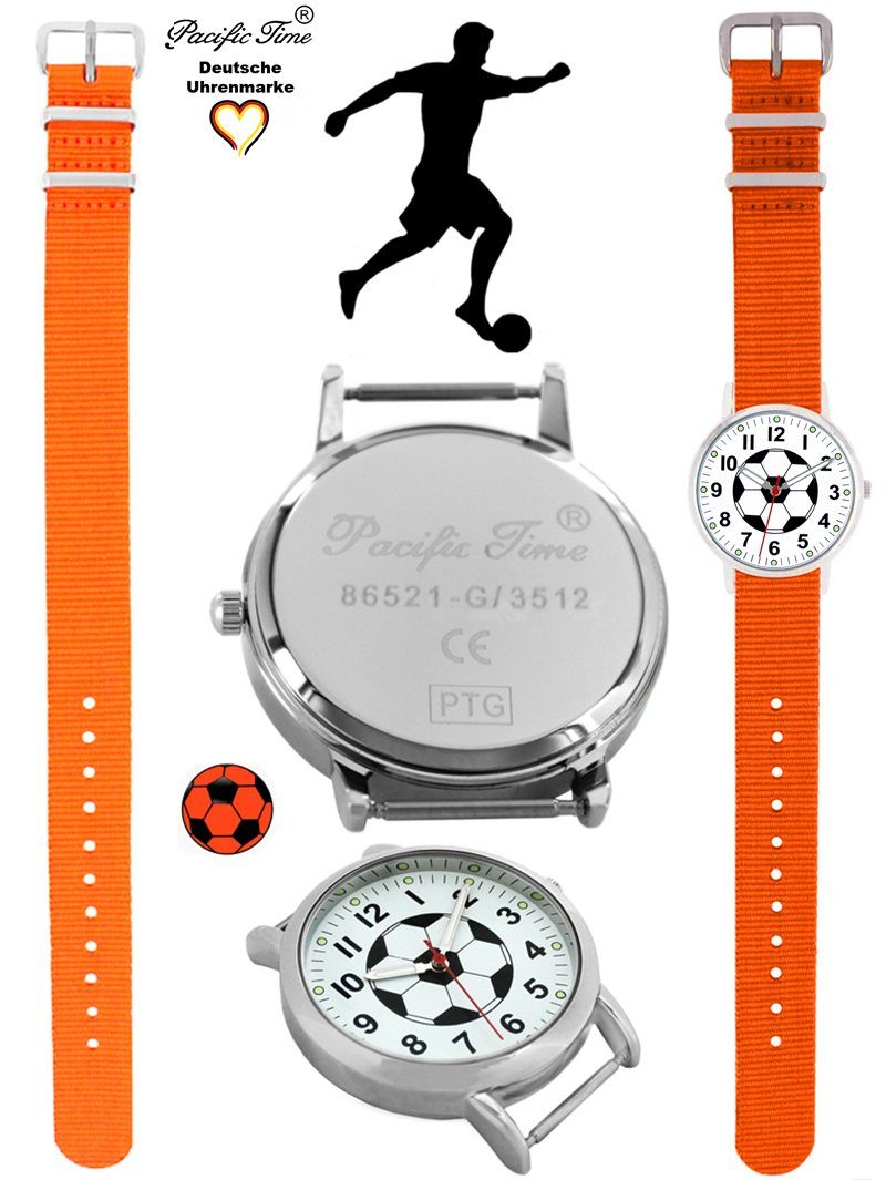 Pacific Time orange Versand Match Armbanduhr Design Quarzuhr Gratis Fußball Mix Wechselarmband, Kinder und 