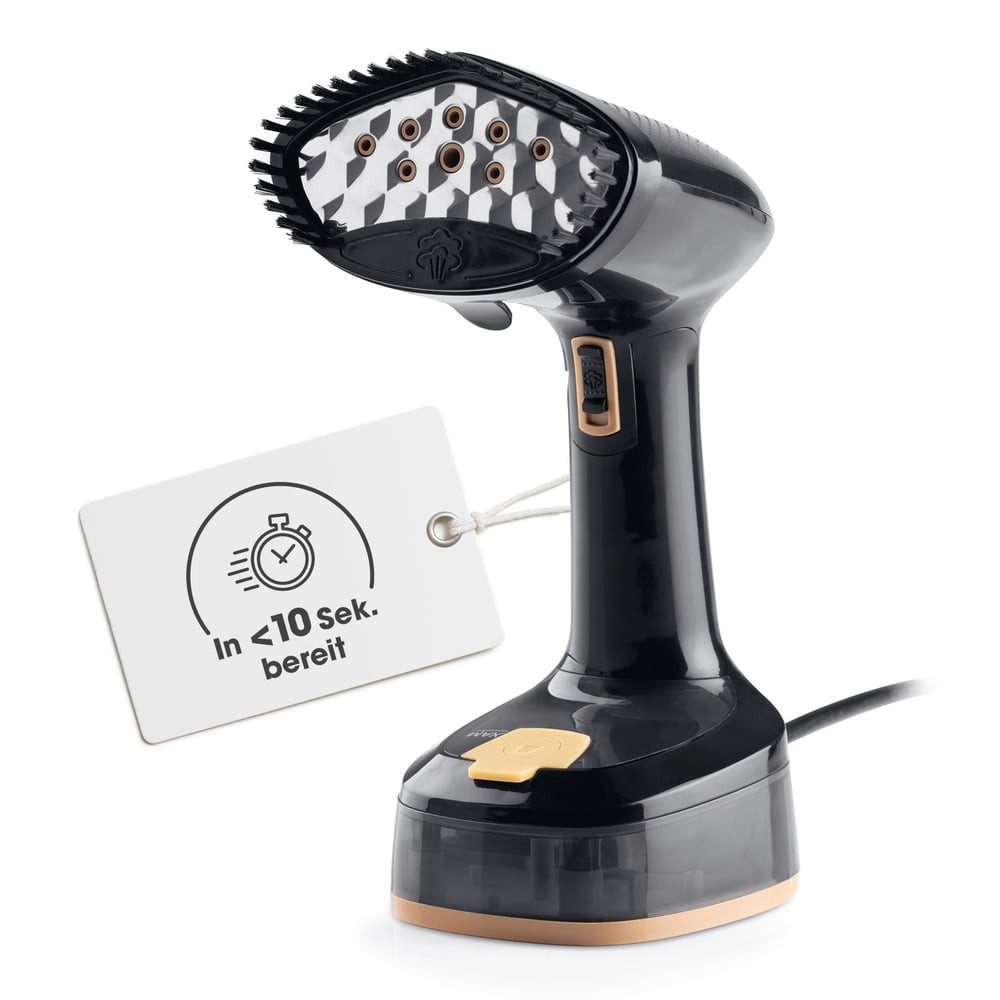 CLEANmaxx Dampfbürste faltbar 1600W schwarz 165ml Tank, 1600 W, Dampfglätter für Kleidung, Mit 2in1 Funktion