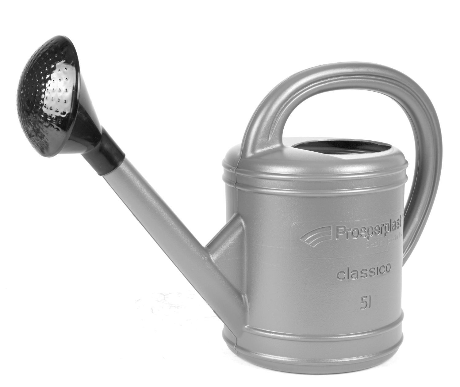Prosperplast Gießkanne Gießkanne silber 5L mit Brause Blumengießkanne Wasserkanne Blumenkanne