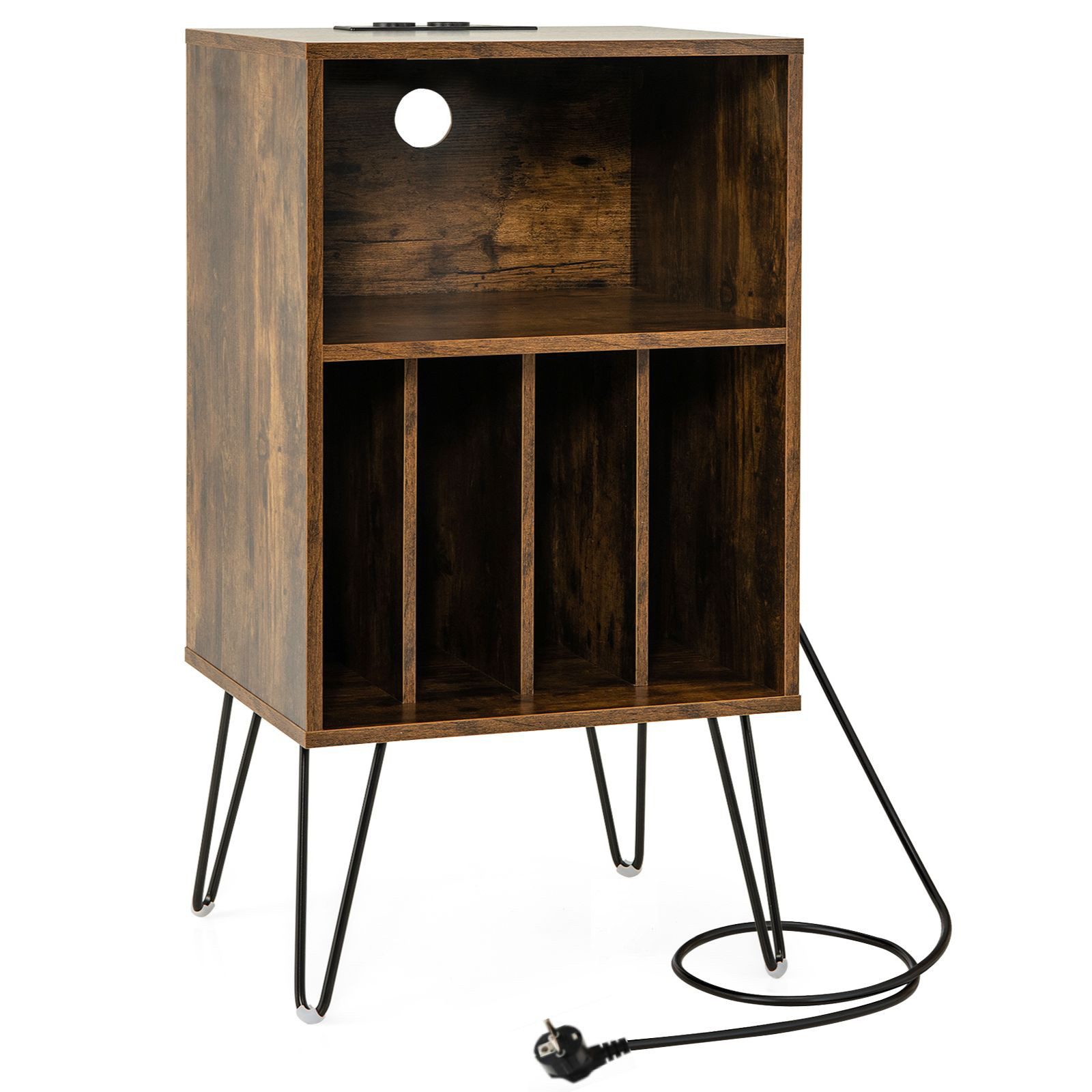 COSTWAY Nachttisch, Plattenspieler-Ständer mit Ladestation,48x40x88cm günstig online kaufen