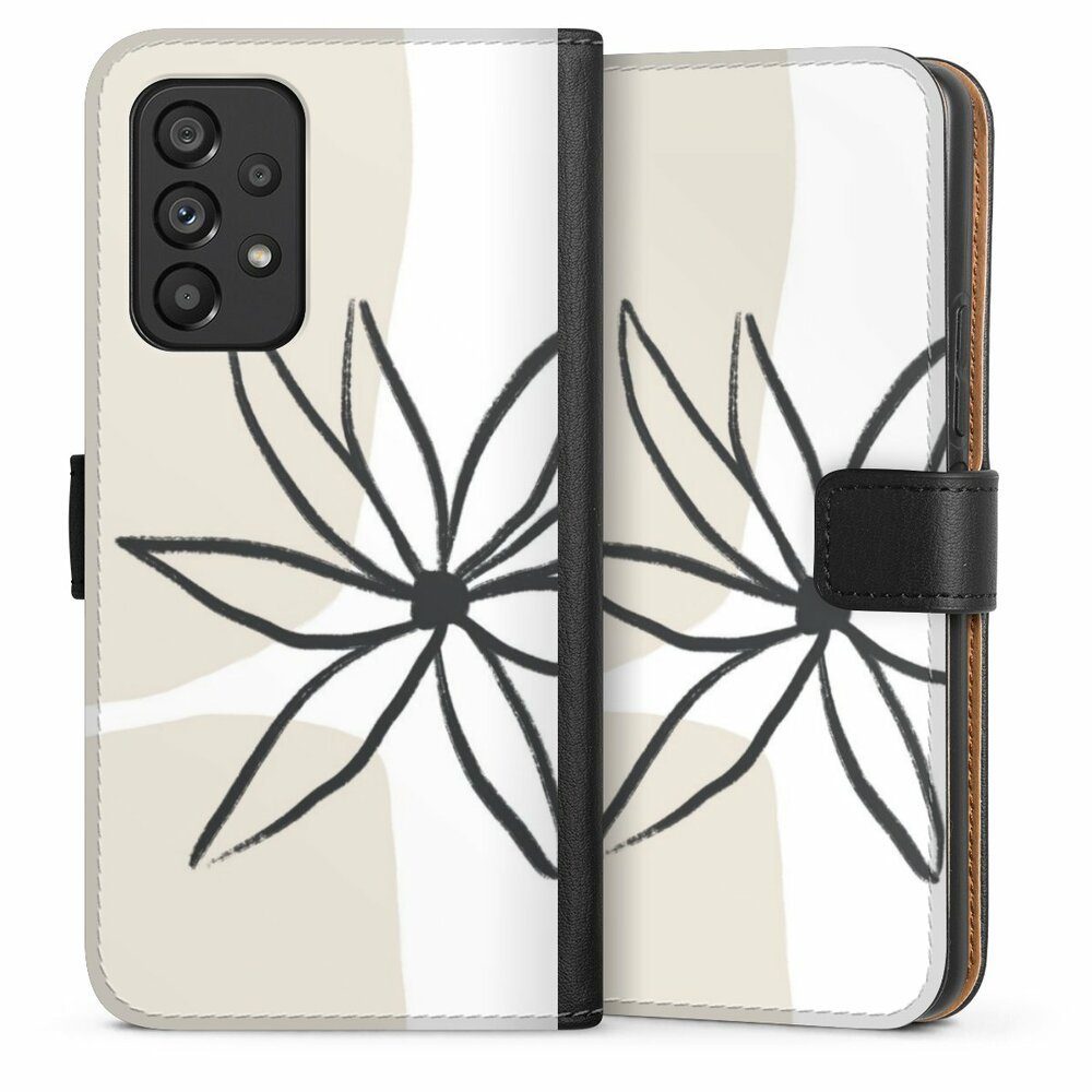 DeinDesign Handyhülle Blume Abstrakt Linien Flower and Cream, Samsung Galaxy A53 5G Hülle Flip Case Klapphülle Handytasche Leder