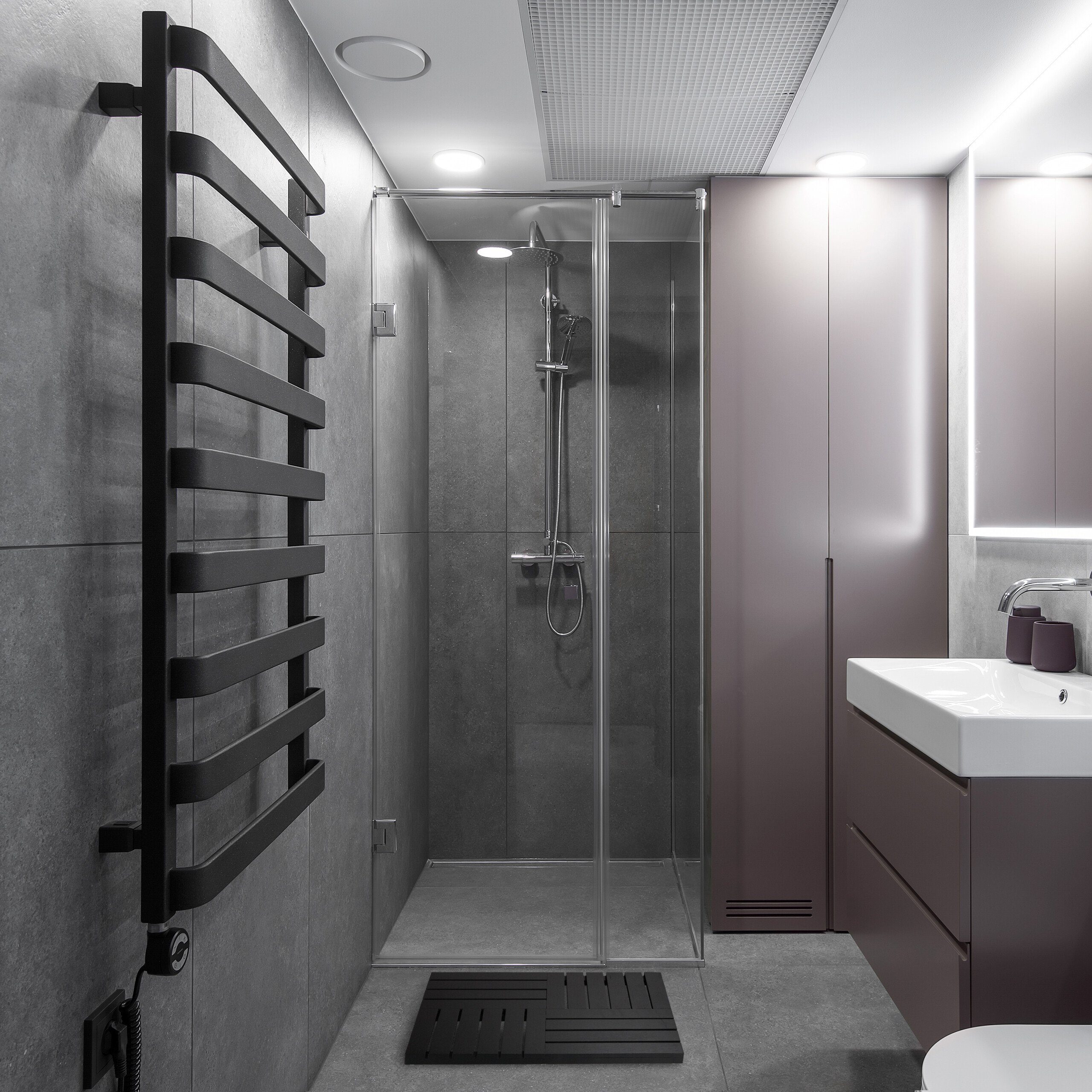 relaxdays Badematte Bambus Badematte, Höhe 35 mm, Bambus, schwarz günstig online kaufen