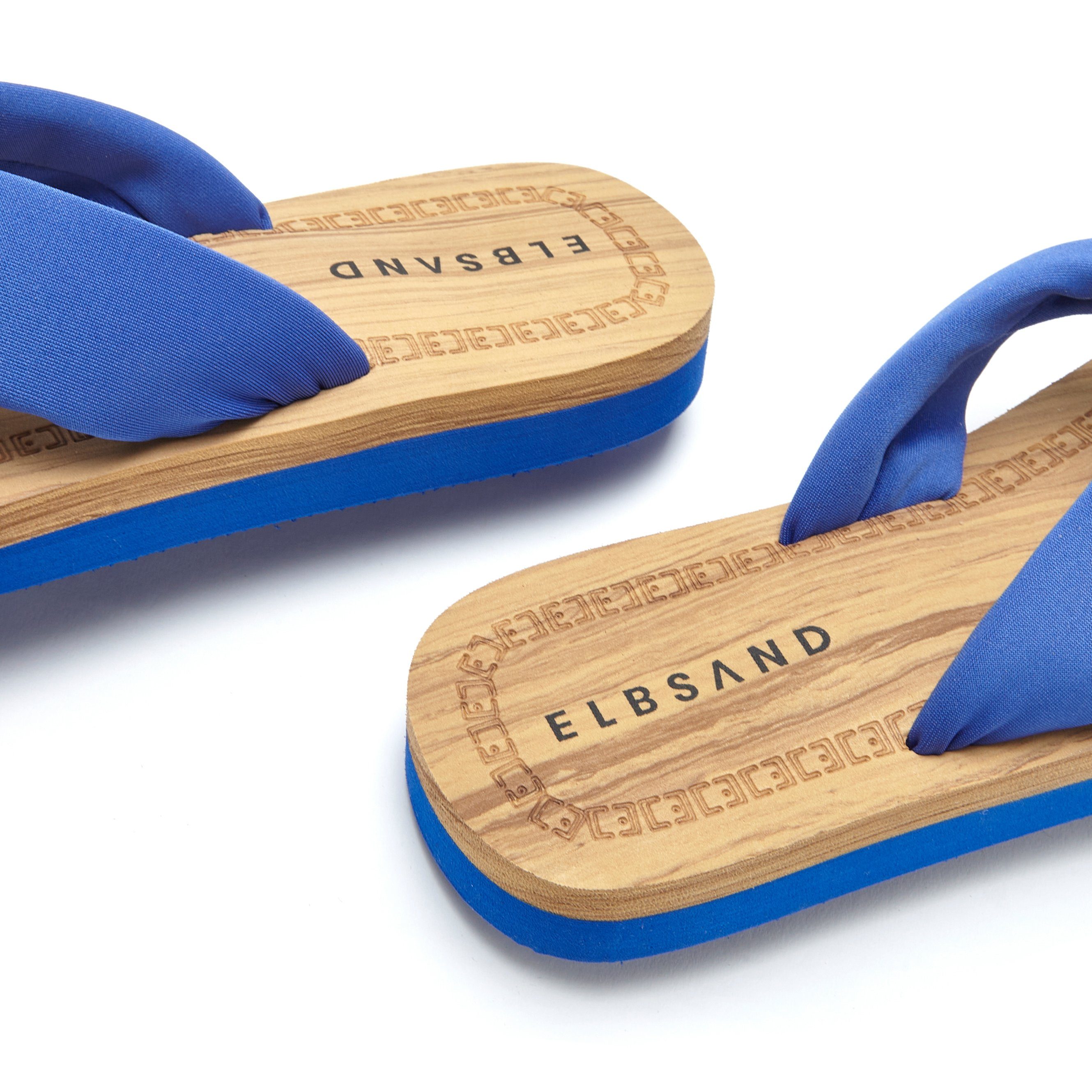 Elbsand Badezehentrenner Sandale, Pantolette, blau ultraleicht Badeschuh VEGAN