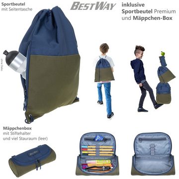 BESTWAY Schulrucksack Evolution Packer 40177, Schultasche Sportbeutel Mäppchen 3 Teile Set +rtm