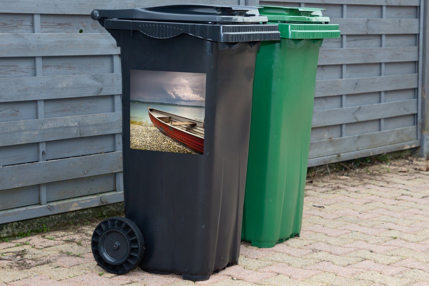 Sticker, Mülltonne, Land (1 Ein Mülleimer-aufkleber, an St), Abfalbehälter Container, Rettungsboot Wandsticker in MuchoWow Deutschland