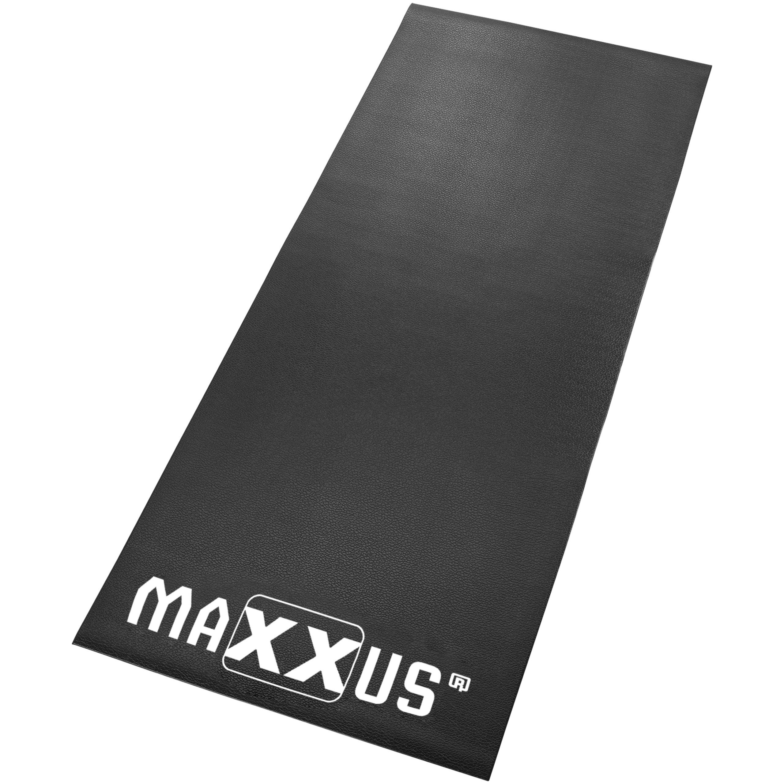 MAXXUS Bodenschutzmatte Fitnessmatte - Größenwahl, rutschfest, Schwarz - Unterlegmatte, für Laufband, Crosstrainer, Ergometer, Rudergerät, Fitnessgeräte