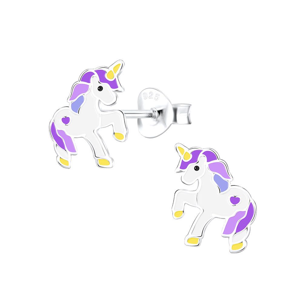 Paar Ohrstecker Kinder Ohrstecker Einhorn: Bunte Ohrringe Silber 925