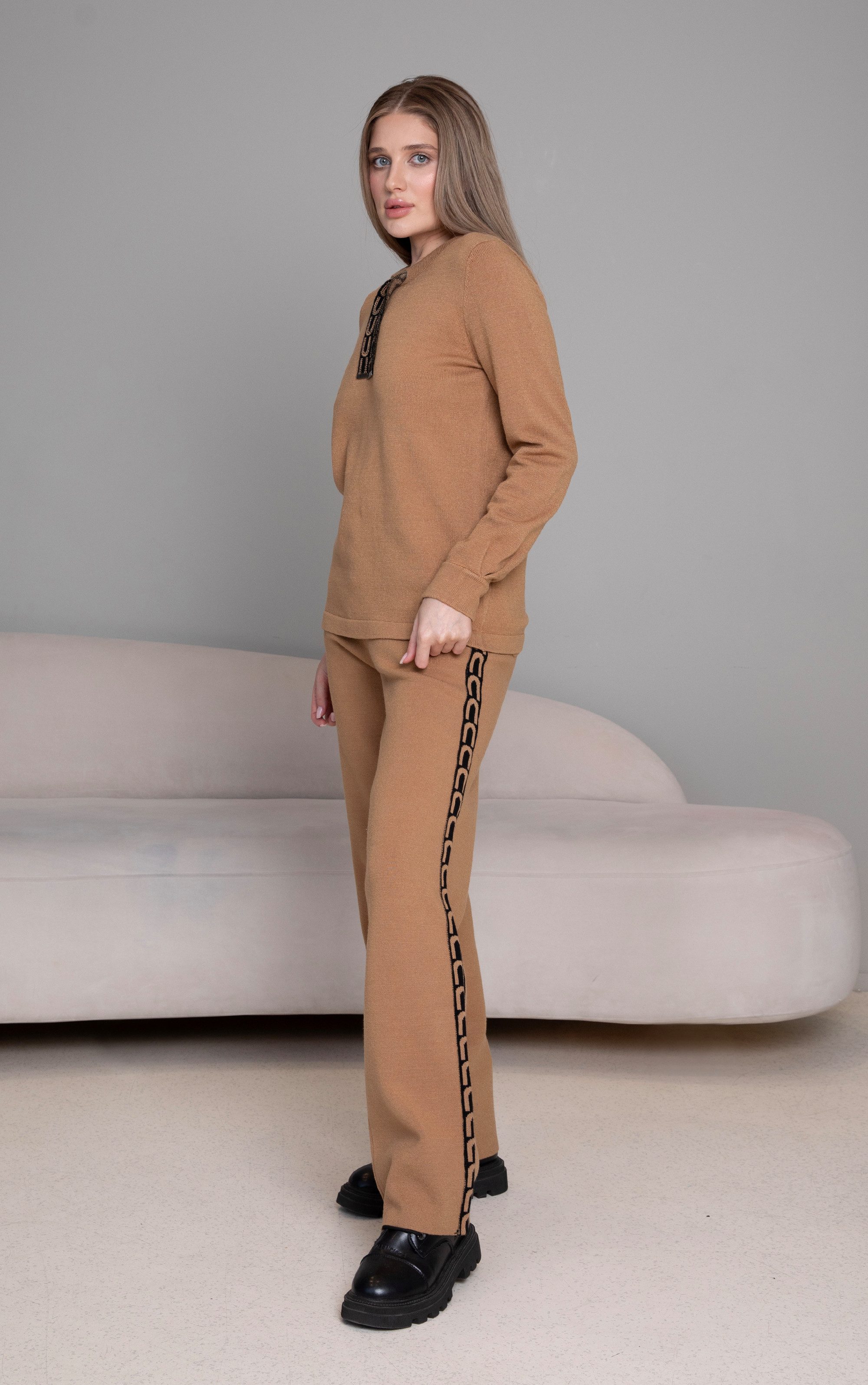Passioni Strickhose Slim Fit Hose mit seitlichem Muster – Bild 3 von 5