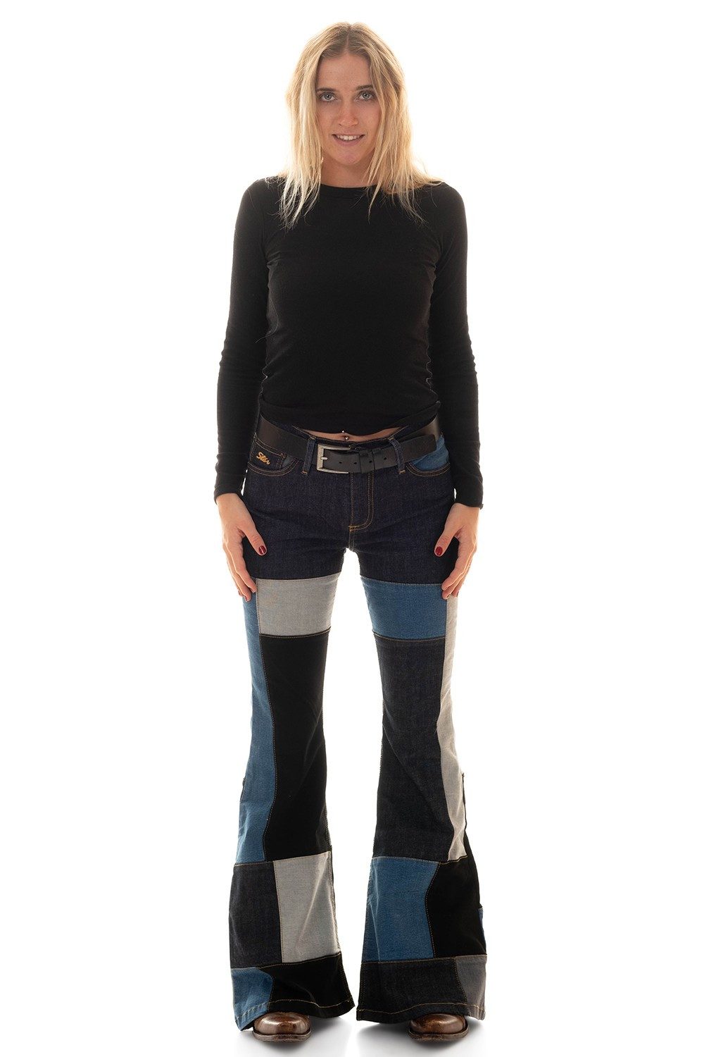 Comycom Schlagjeans Damen Patchwork STAR SECRET RELOADED