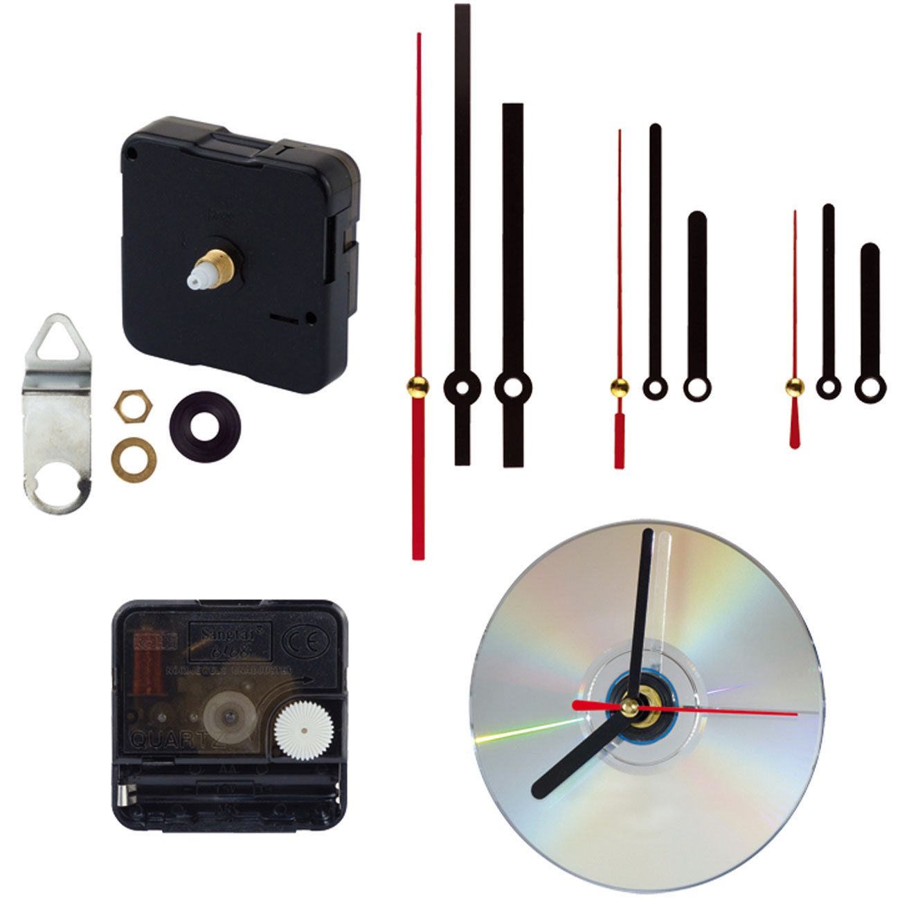 Blanko Quarzuhr Quarz Uhrwerk Lautlos DIY Wanduhr Schleichende Sekunde 3 Zeigersätze CH6566, (1-tlg), mit schleichender Sekunde & 3 Zeigersätzen