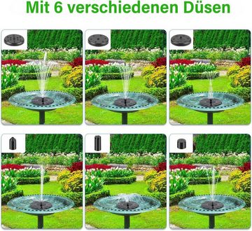 Welikera Gartenbrunnen 1.2W-Solar Springbrunnen, Solar Teichpumpe Außenbrunnen, 6 Nozzle, (6 tlg)