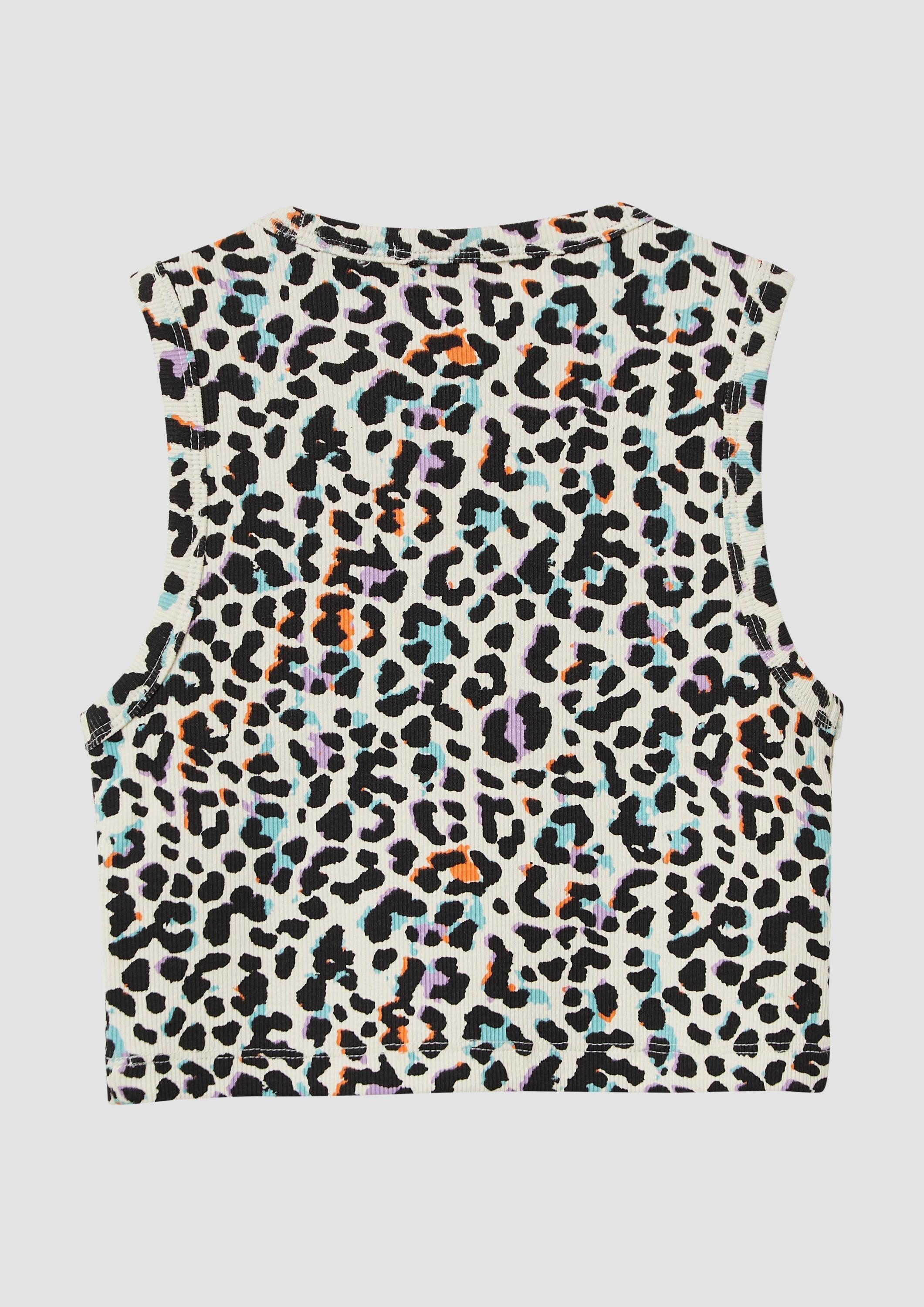 s.Oliver Muskelshirt T-Shirt Verkürztes Tanktop aus Rippware im Slim Fit
