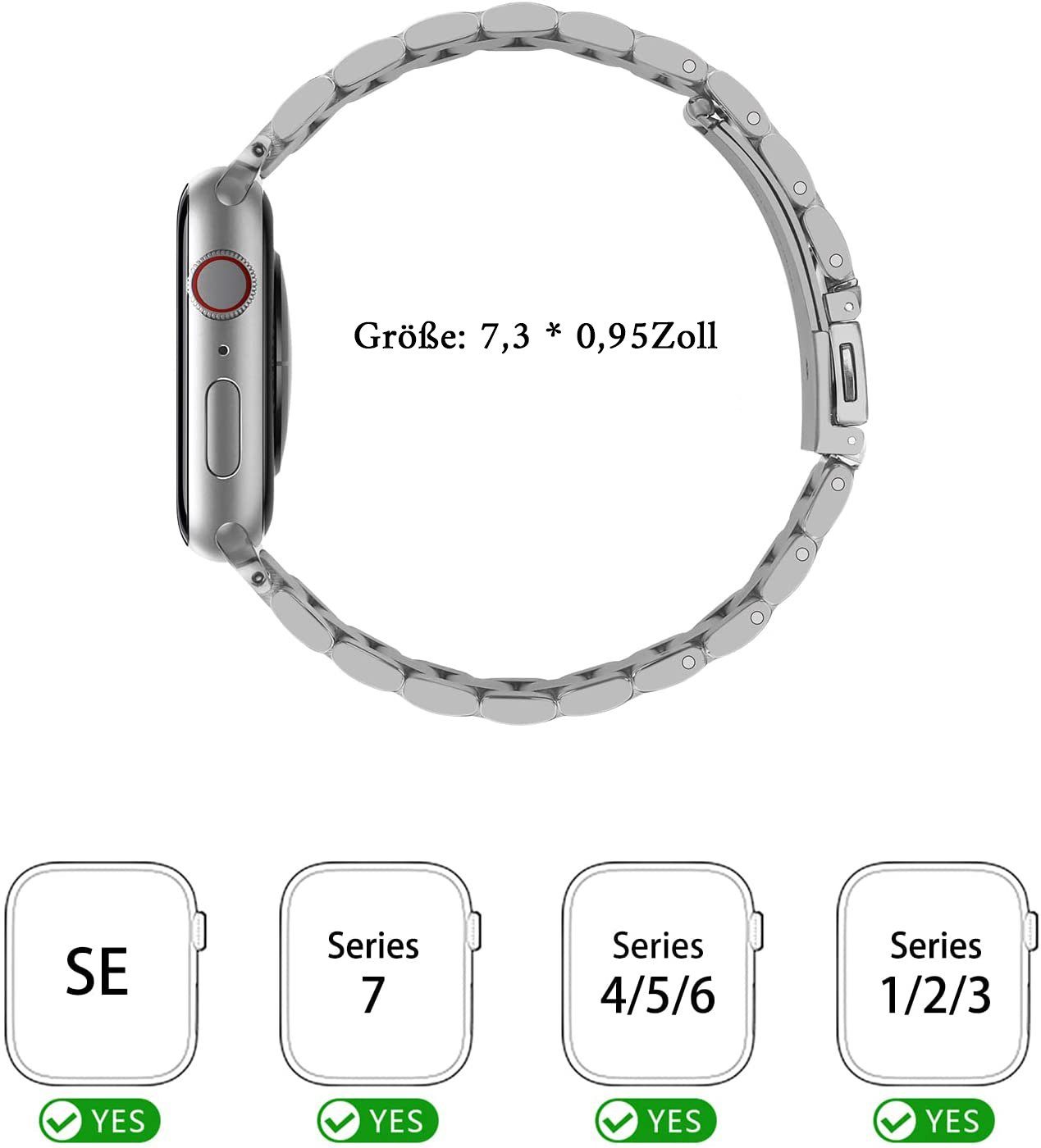 mit GelldG Apple Smartwatch-Armband Metall Armband Armband Armband Kompatibel Ersatz Watch Schwarz