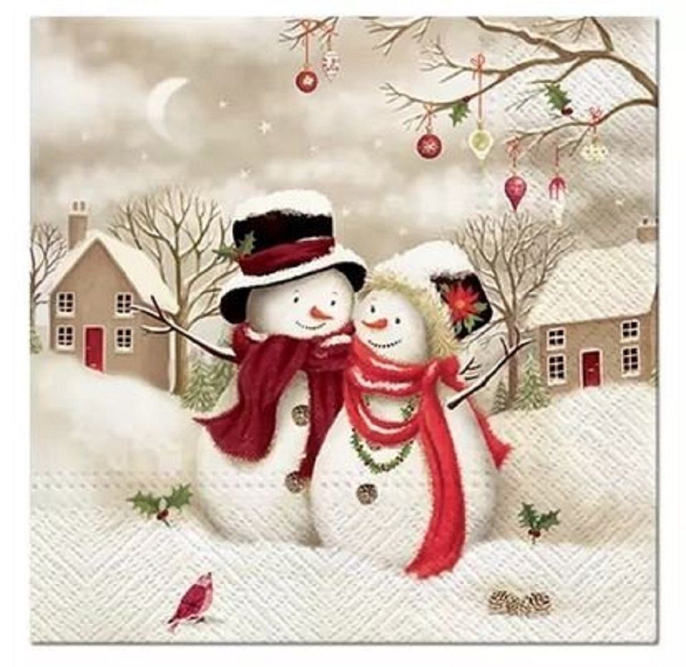 PAW Sp. z o.o. Papierserviette Party Serviette ca. 33cm -3-lagig Weihnachten, Winter, Schneemänner, (20 St), Tischdeko / Serviettentechnik und Decoupage