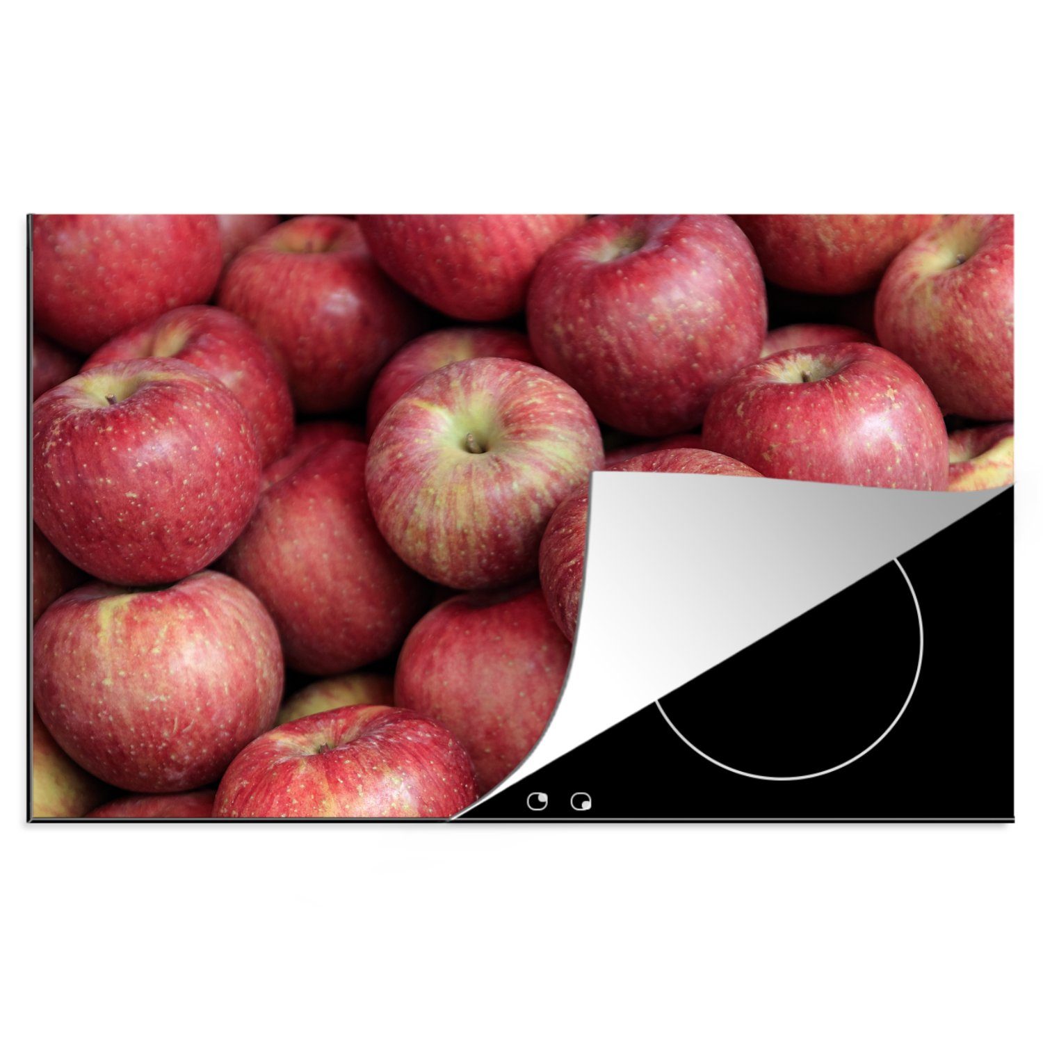 MuchoWow Herdblende-/Abdeckplatte Apfel - Rot - Obst, Vinyl, (1 tlg), 81x52 cm, Induktionskochfeld Schutz für die küche, Ceranfeldabdeckung