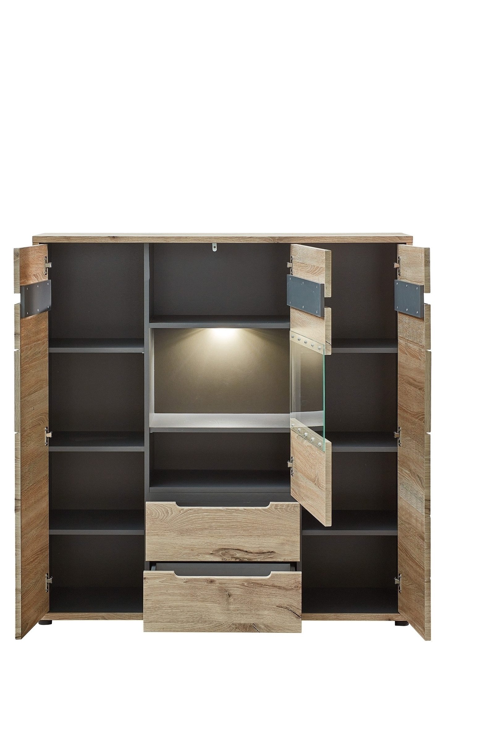 Innostyle Highboard in Viking Oak Dekor, MDF, Spannplatte - 125x128x38cm (BxHxT)