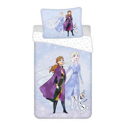 Bettwäsche Disney Bettwäsche Eiskönigin Anna Elsa Kopfkissen Bettdecke für 135x20, Disney Frozen, Renforcé, 2 teilig, 100% Baumwolle