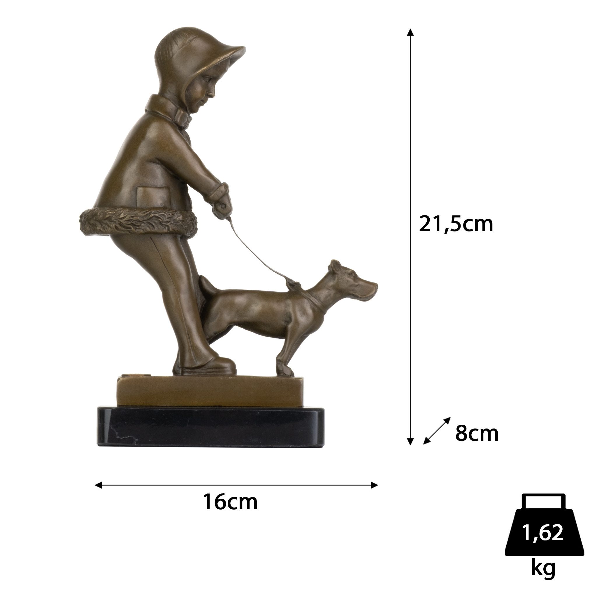 Moritz Skulptur Art Deco Kind mit Hund
