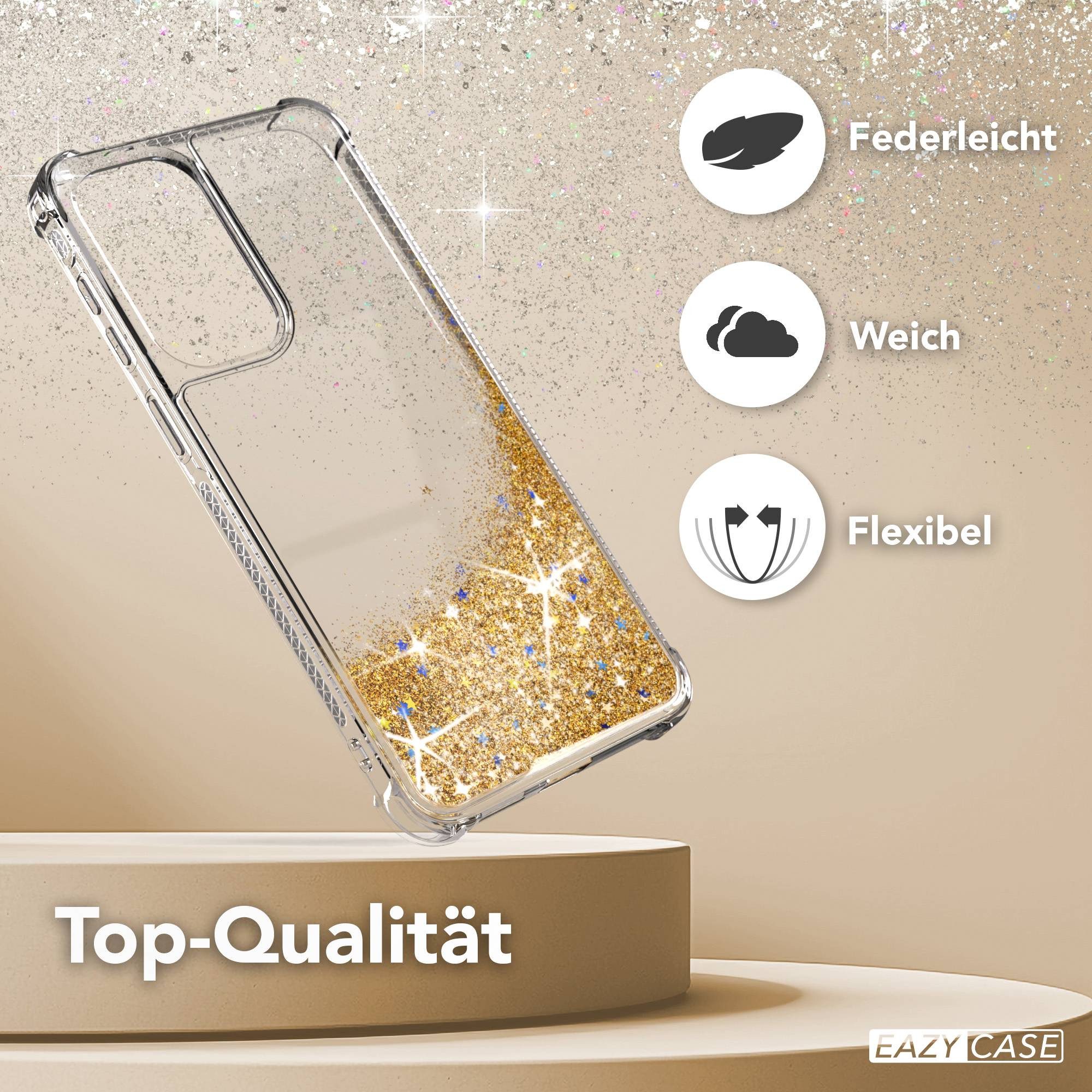 EAZY CASE Handyhülle Liquid Glittery Case für Samsung Galaxy A57 6,7 Zoll, Durchsichtig Back Case Handy Softcase Silikonhülle Glitzer Cover Gold – Bild 3 von 5