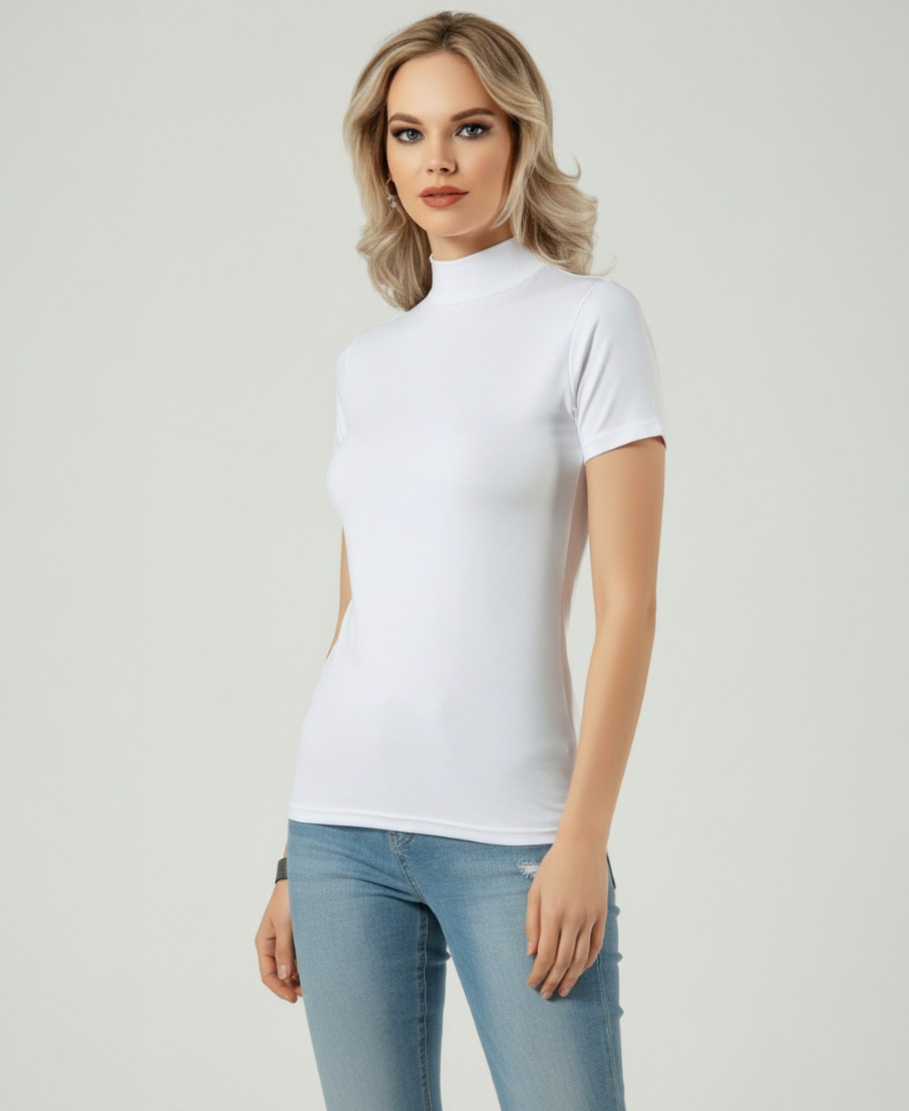 Kota T-Shirt-Body Damen Unterziehshirt Halbarm mit Stehkragen Atmungsaktiv,Hautfreundlich, Weiches Gewebe