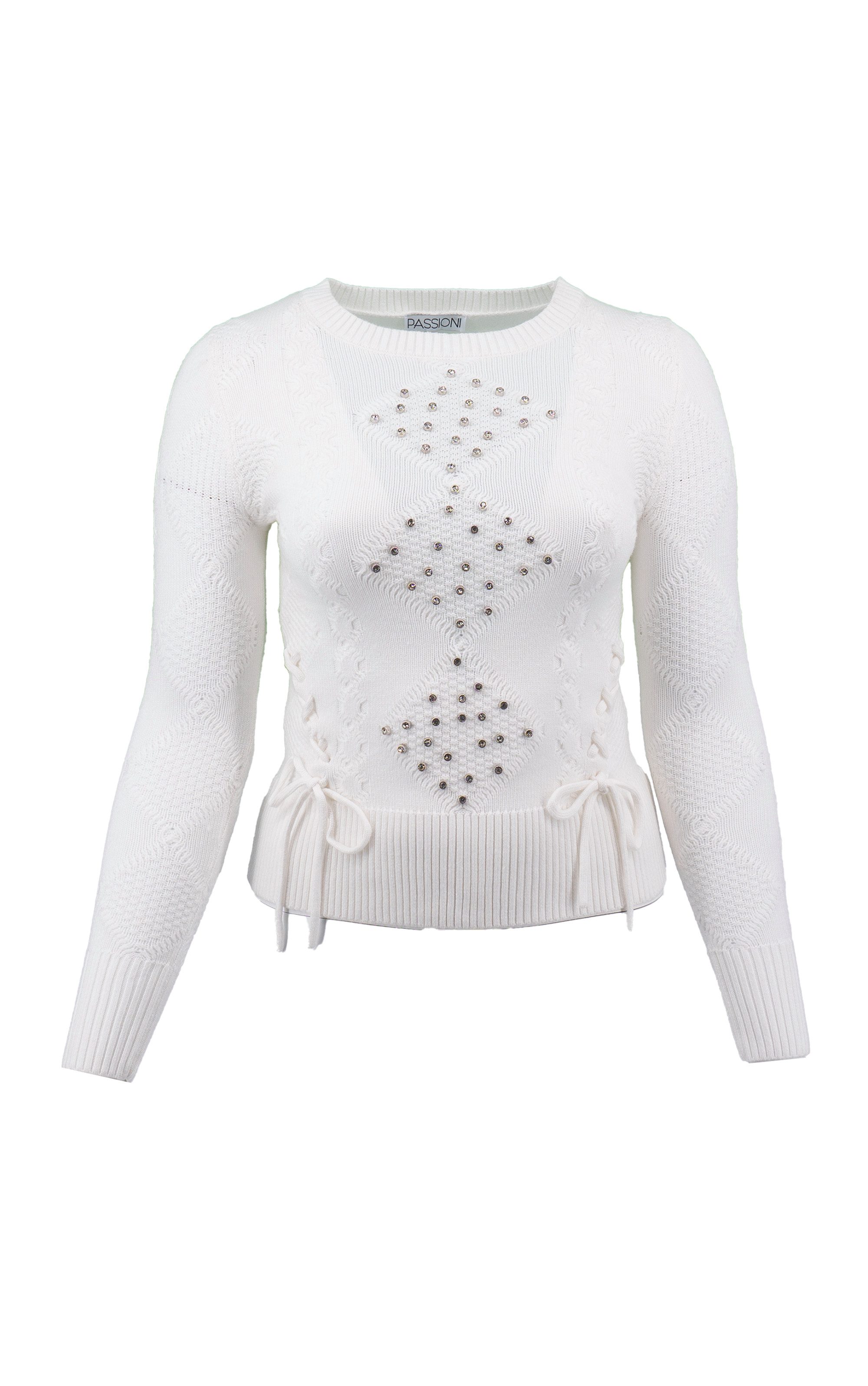 Strickpullover mit Kristallverzierung und Schnürung