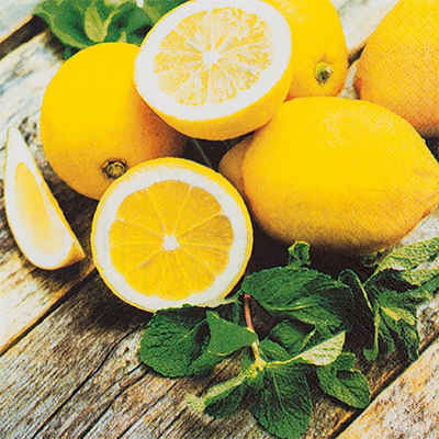 HOME FASHION Papierserviette 20 Servietten Lemon - Viele frische Zitronen 33x33cm, (20 St)