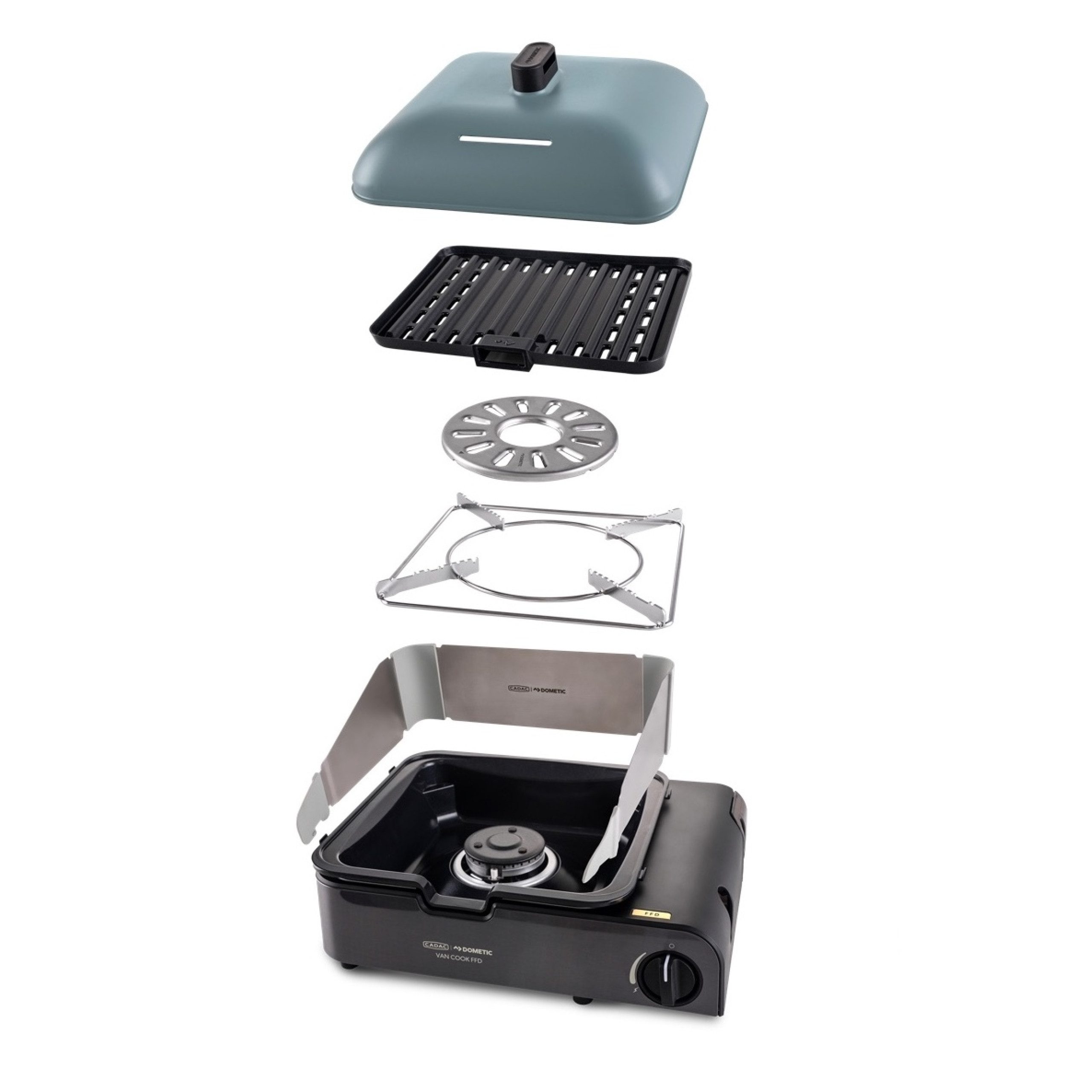CADAC Camping-Gasgrill Cadac Van Cook FFD Combo Gasgrill mit Deckel Tischgrill Campinggrill