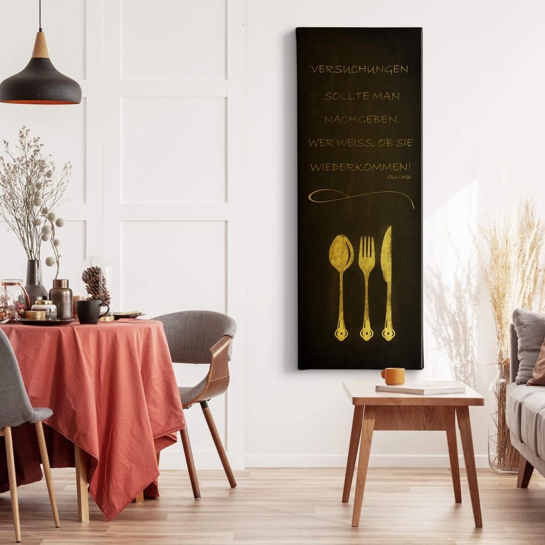 Gold Leinwandbild K&L Art Lustige Wohnzimmer handmade Küche Vintage nachgeben, Versuchungen Leinwandbild Wandbild Wall