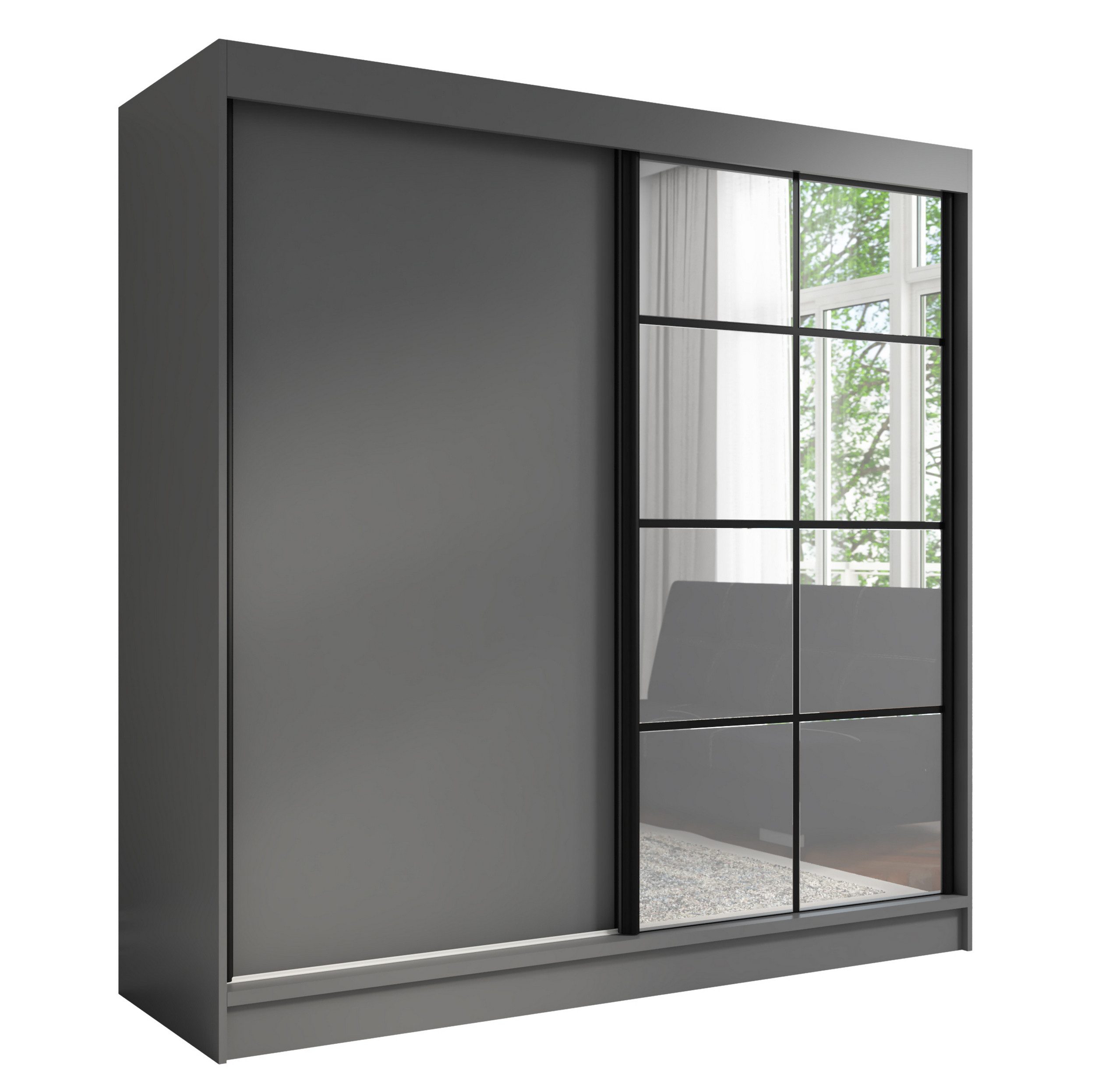 A&J MöbelLand GmbH Schiebetürenschrank TAVIRO 2-türiger Kleiderschrank mit Spiegel (TOP ANGEBOT! Geräumiger Schrank mit einer Breite von 200 cm und Spiegel, ideal zur Aufbewahrung von Kleidung und Accessoires. 3 Schubladen und viel Stauraum. TOP PRODUKT! Wählen Sie das ideale Modell für Ihr Schlafzimmer!, Inclusive 3 Schubladen) Breite: 200 cm, Höhe: 215 cm, Tiefe: 60 cm