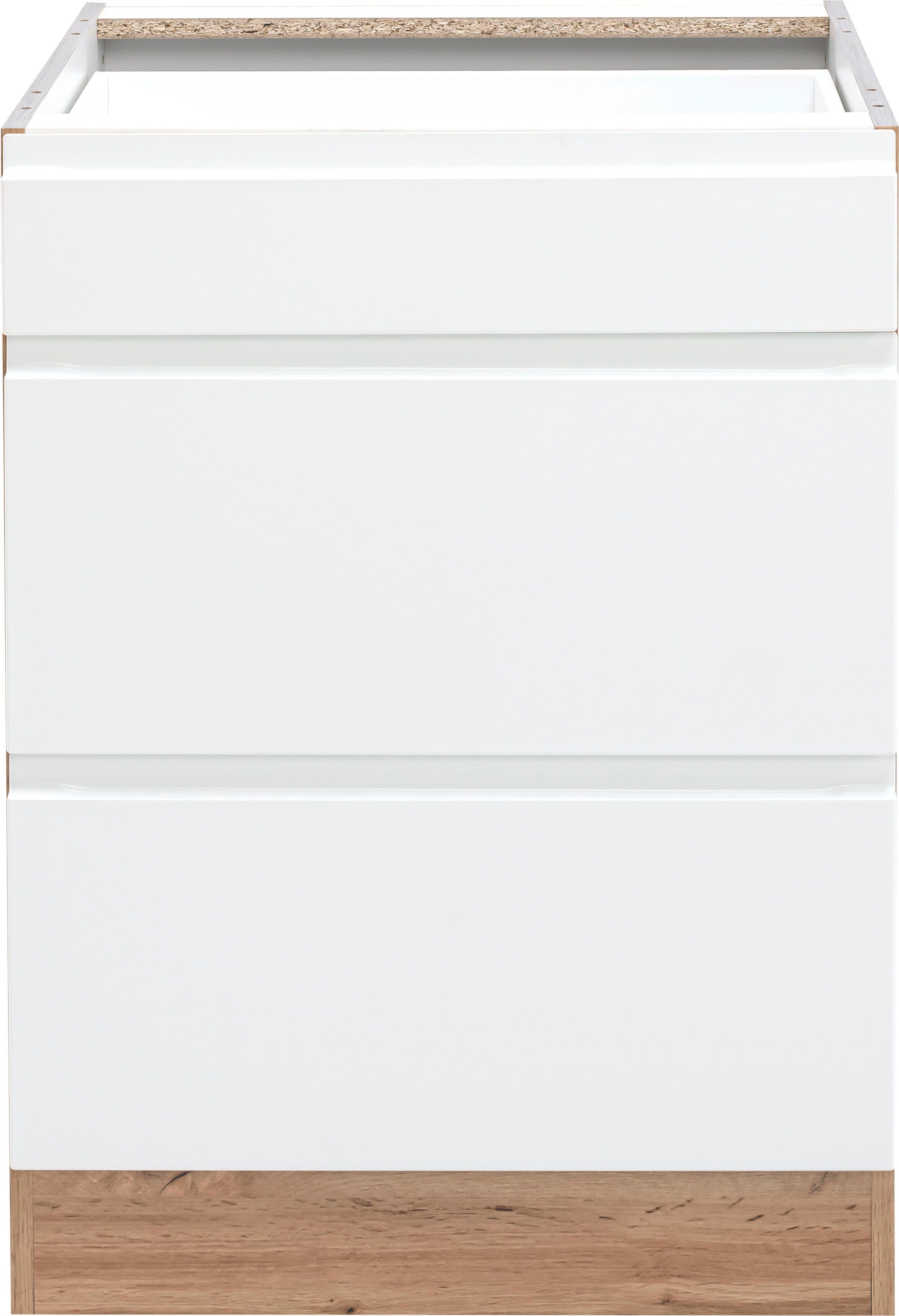 HELD MÖBEL Unterschrank Bruneck Matt 60 >>Bruneck<< | MDF-Fronten wotaneiche weiß für hochwertige cm viel breit, Stauraum